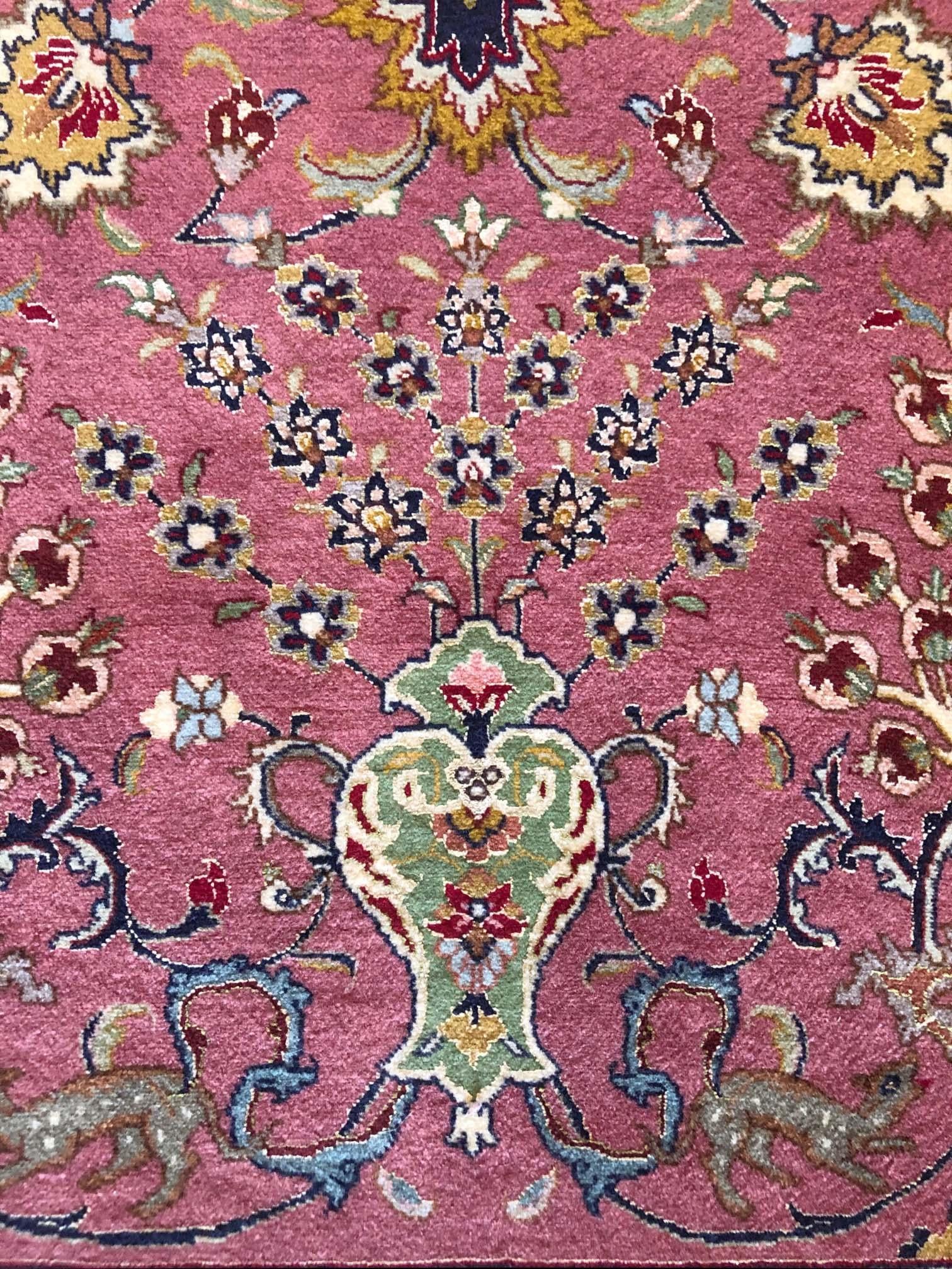 Persian Hand Knotted Floral Medallion Animal Motif Tabriz Rug 60 Raj For Sale 3