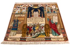 Persian Hand Knotted Jewish Scenery Wool Silk Tabriz Rug