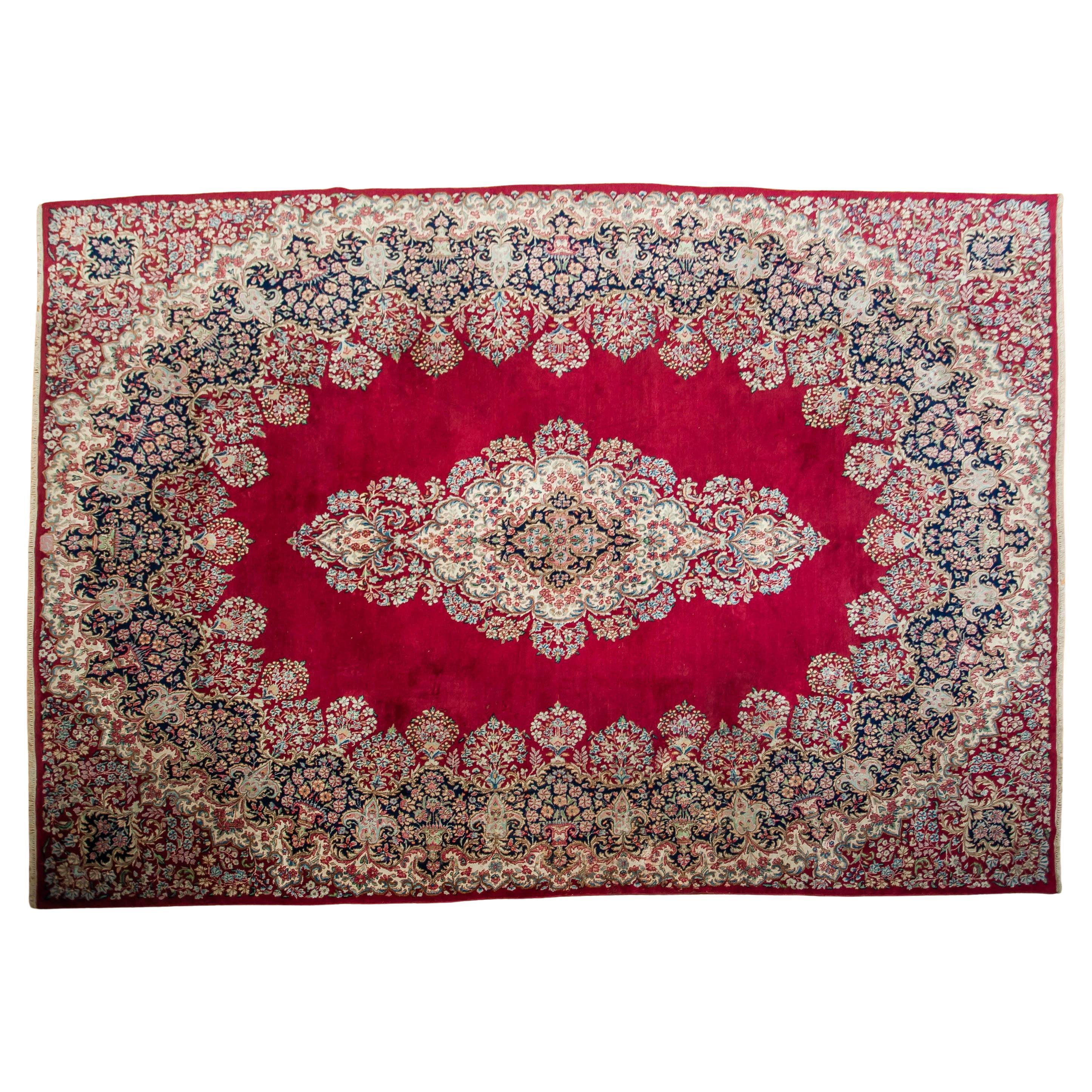 Persian hand-knotted Kerman carpet 444 x 305 cm Signed For Sale