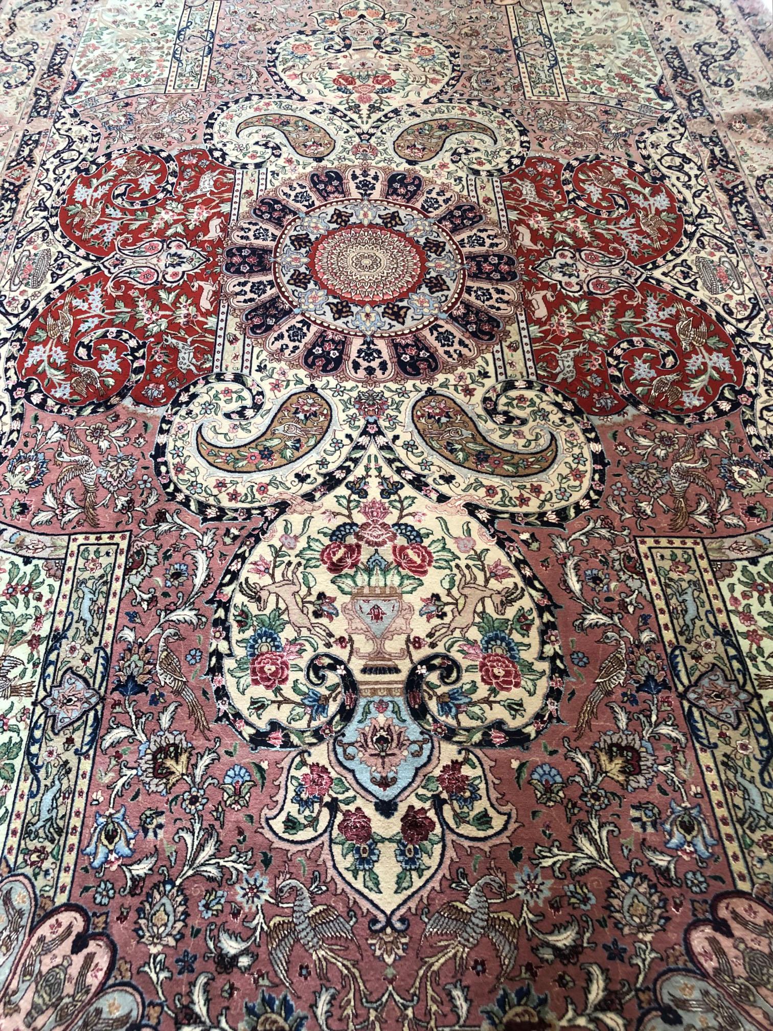 Persian Animal Print Tabriz Rug For Sale 6