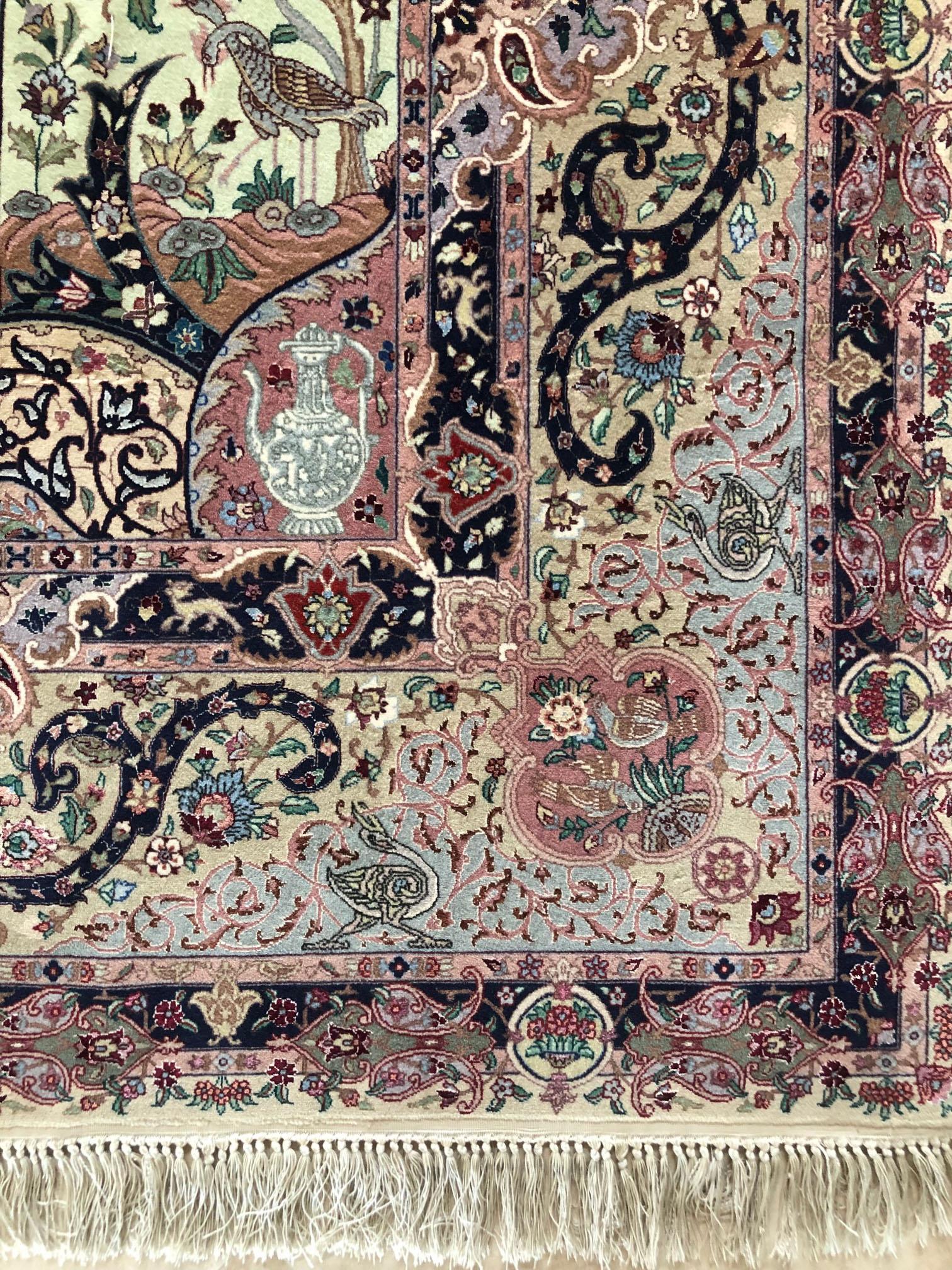  Persian Hand Knotted Medallion Floral Animal Print Tabriz Rug For Sale 10