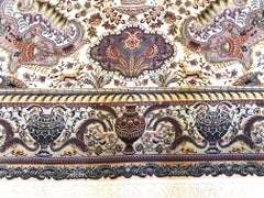 Persian Hand Knotted Medallion Floral Animal Print Tabriz Zirkhaki Design Rug