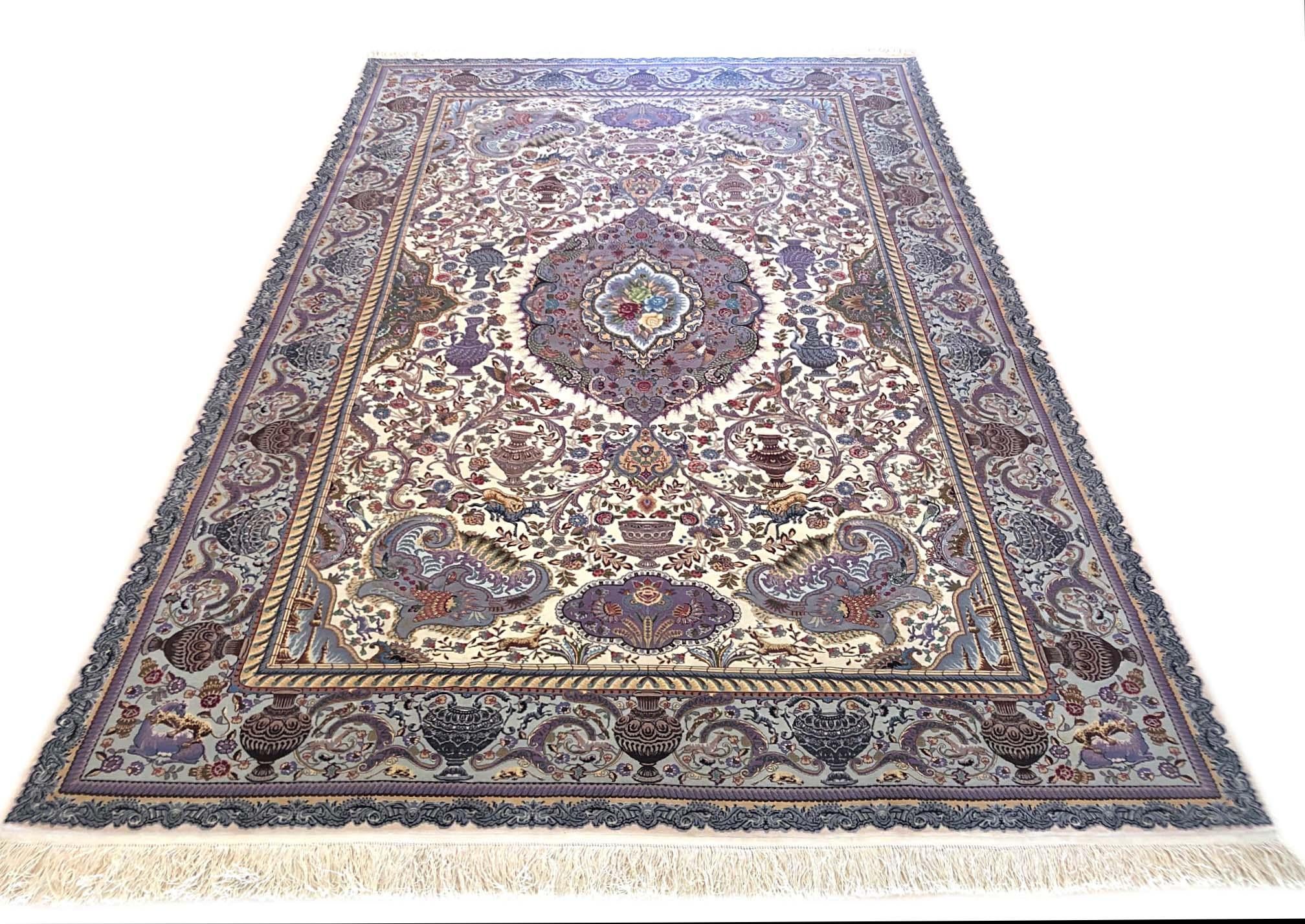 Hand-Knotted Persian Hand Knotted Medallion Floral Animal Print Tabriz Zirkhaki Design Rug