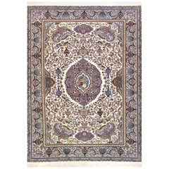 Persian Hand Knotted Medallion Floral Animal Print Tabriz Zirkhaki Design Rug