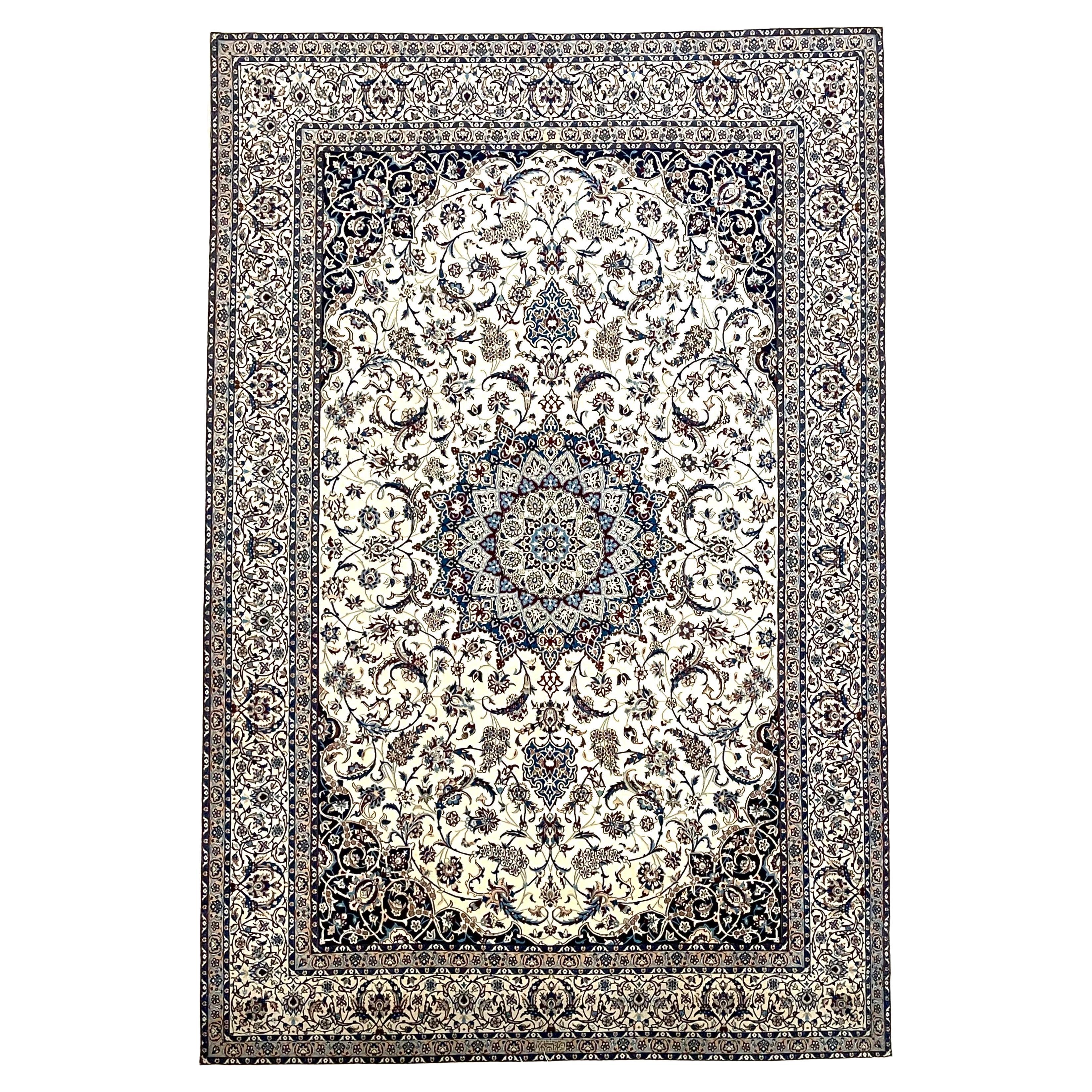 Persian Medallion Floral Blue Nain Rug