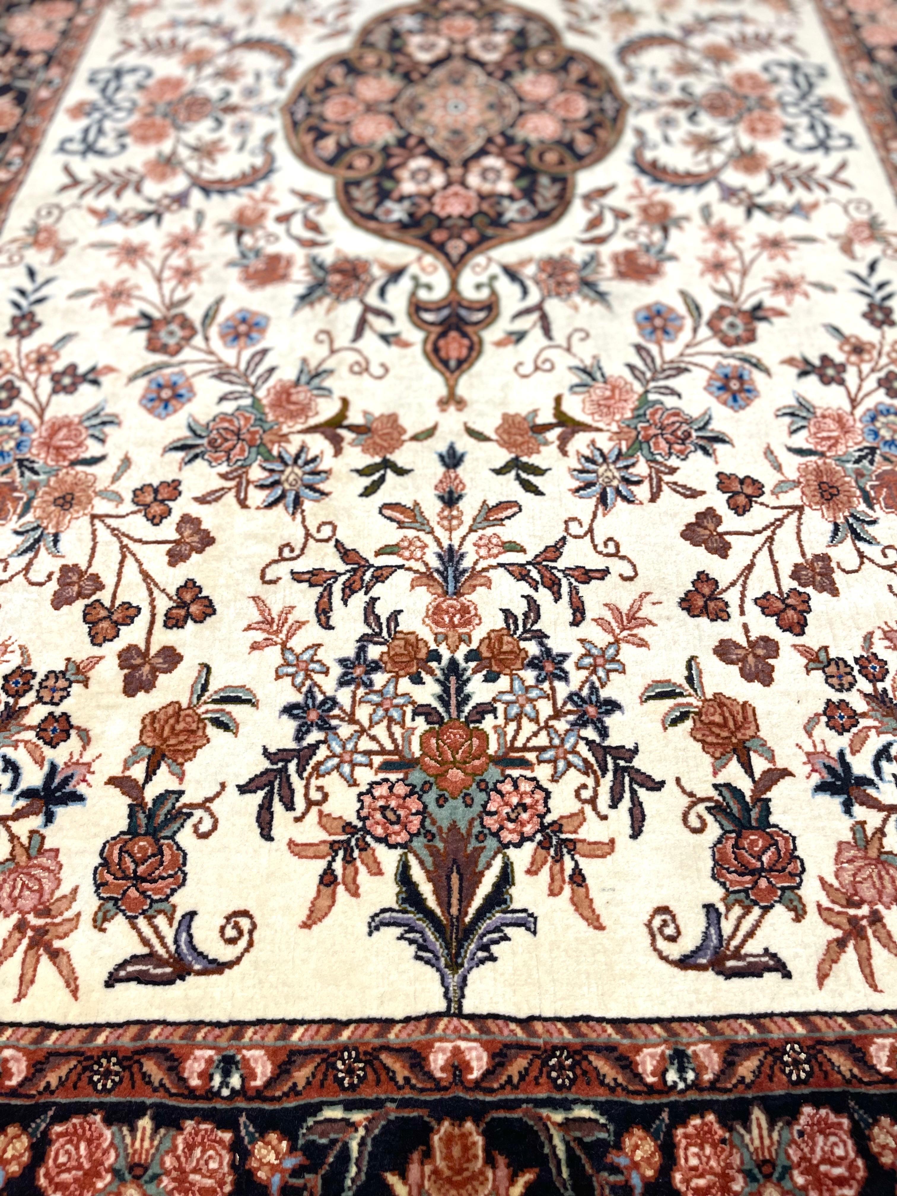 Persian Floral Bijar Rug For Sale 4