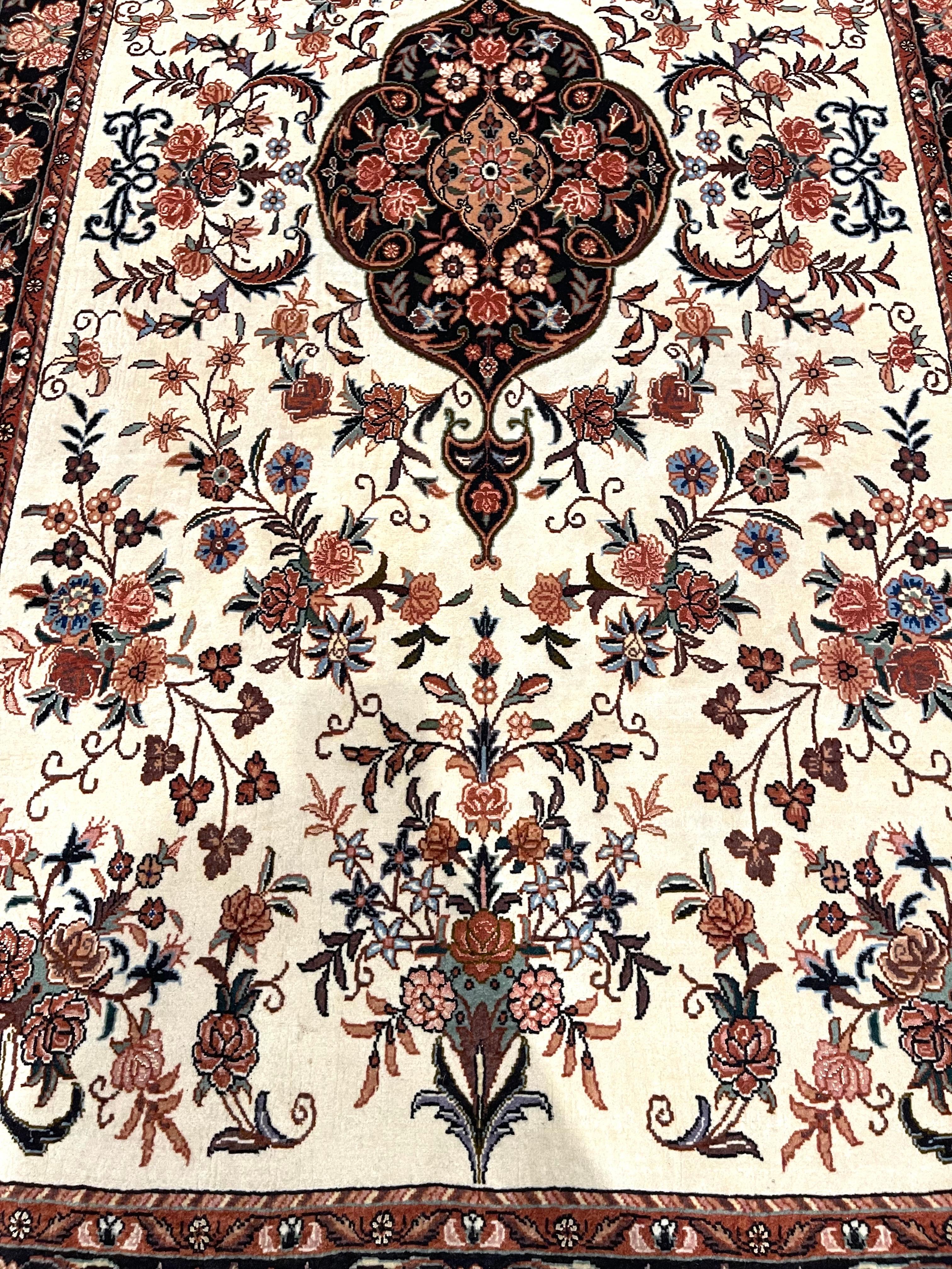 Hand-Knotted Persian Floral Bijar Rug For Sale