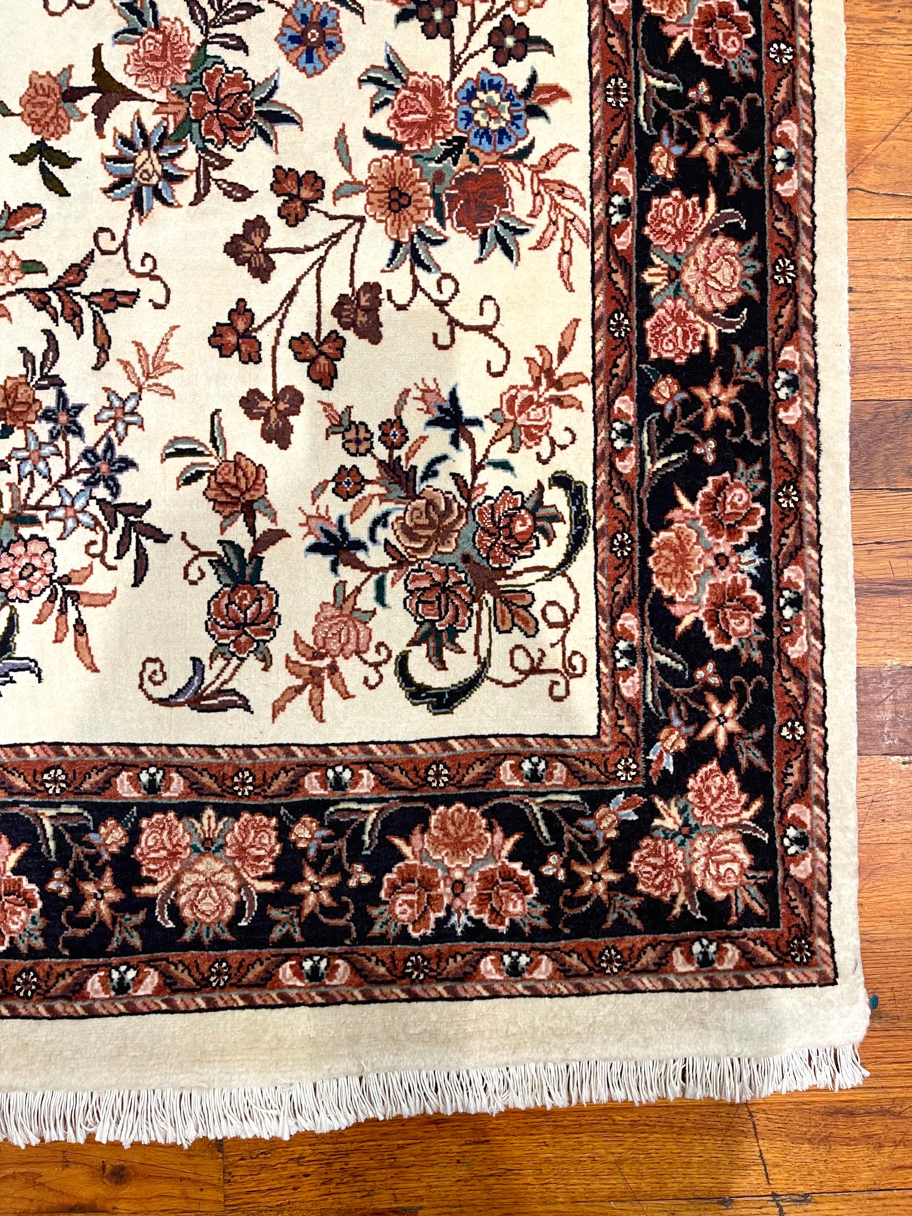 Wool Persian Floral Bijar Rug For Sale