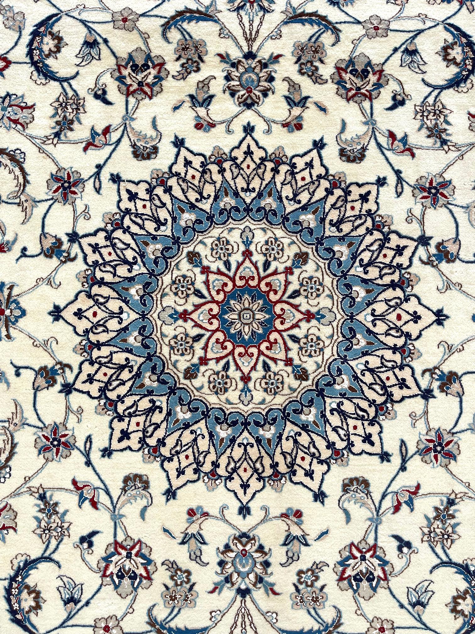 Persian Blue Nain Rug In Good Condition For Sale In San Diego, CA