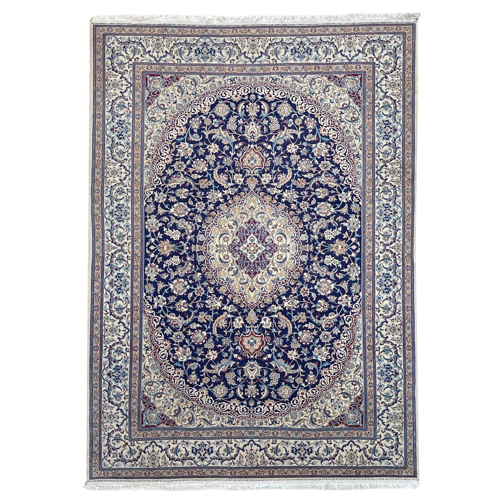Persian Floral Cream Blue Nain Rug