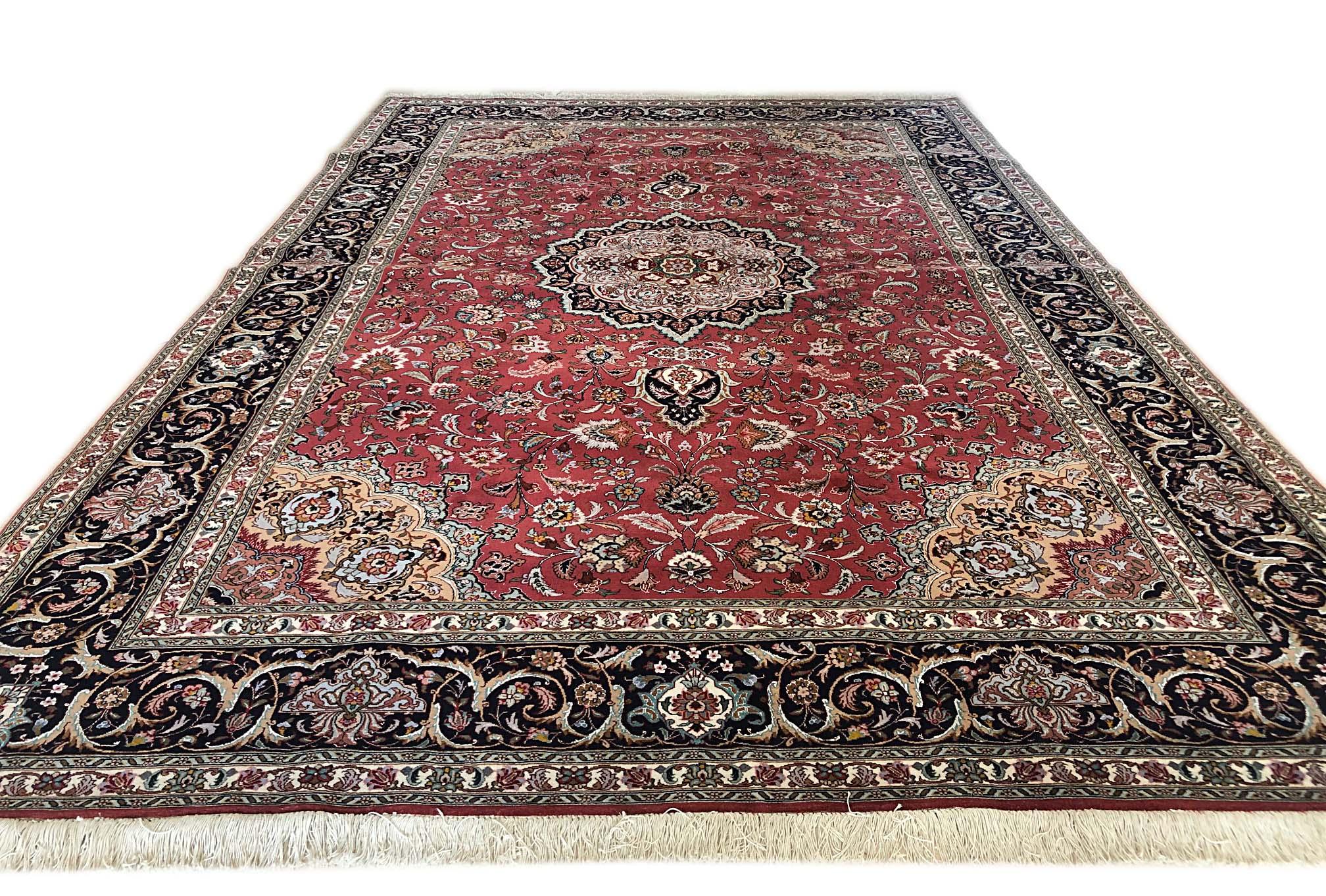 Persian Hand Knotted Medallion Floral Javad Ghalam Tabriz Wool Silk Rug 4