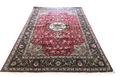 Persian Hand Knotted Medallion Floral Javad Ghalam Tabriz Wool Silk Rug