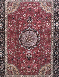 Persian Hand Knotted Medallion Floral Javad Ghalam Tabriz Wool Silk Rug