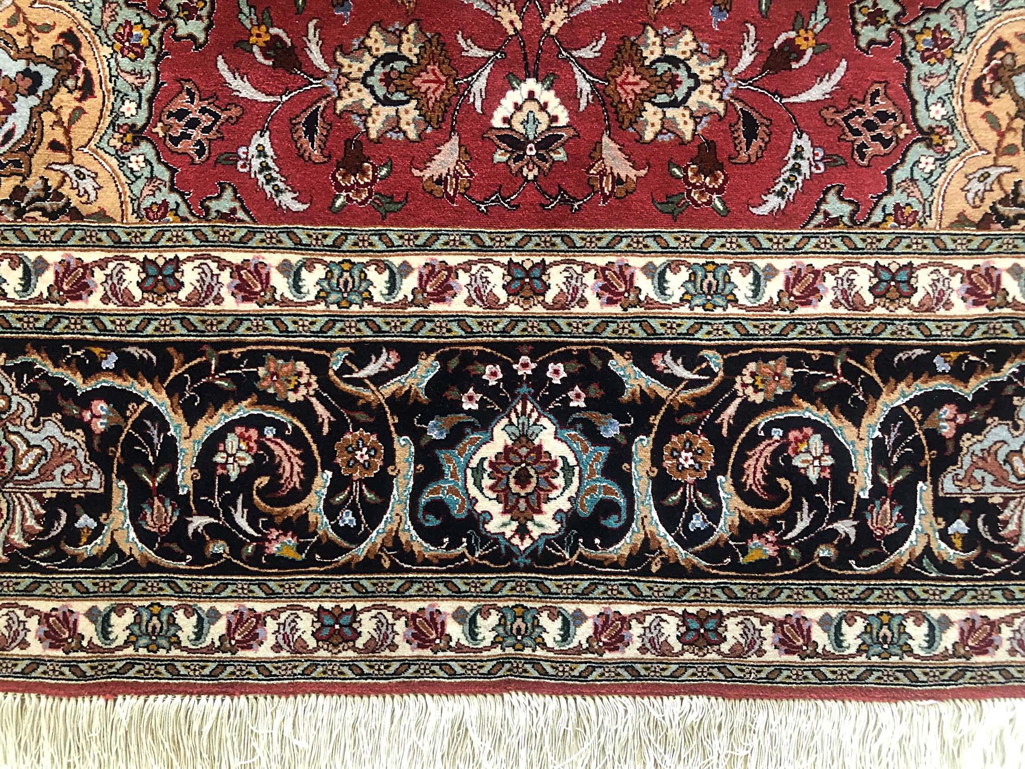 Persian Hand Knotted Medallion Floral Javad Ghalam Tabriz Wool Silk Rug In New Condition In San Diego, CA