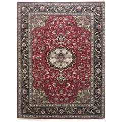 Persian Hand Knotted Medallion Floral Javad Ghalam Tabriz Wool Silk Rug