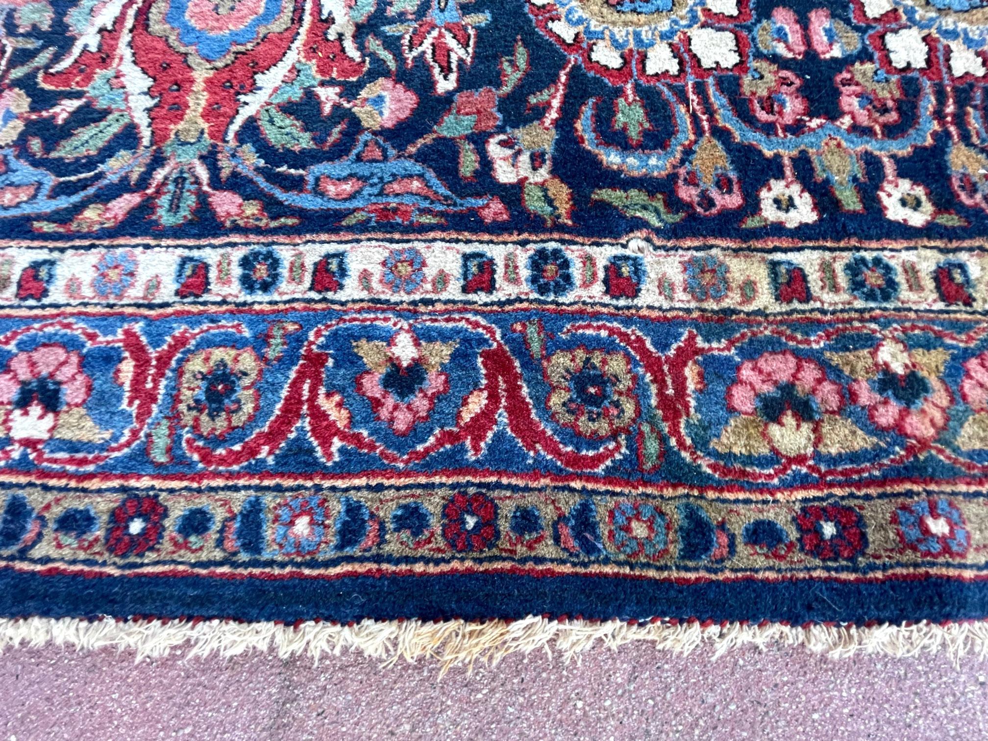 Persian Hand Knotted Medallion Floral Red Kashan Rug, circa 1940 For Sale 4