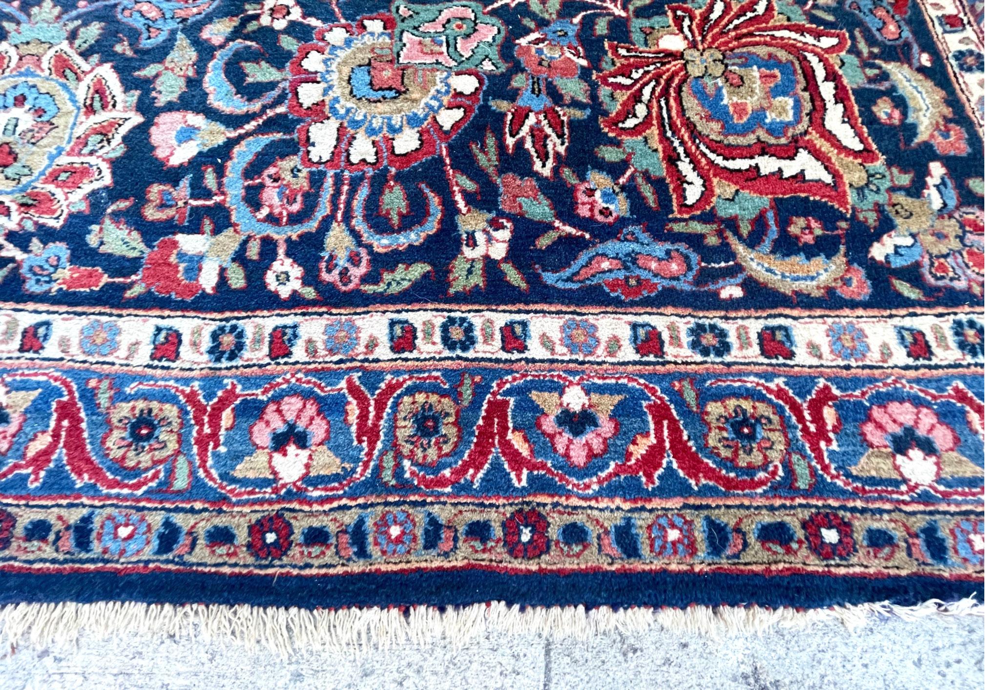 Persian Hand Knotted Medallion Floral Red Kashan Rug, circa 1940 For Sale 5