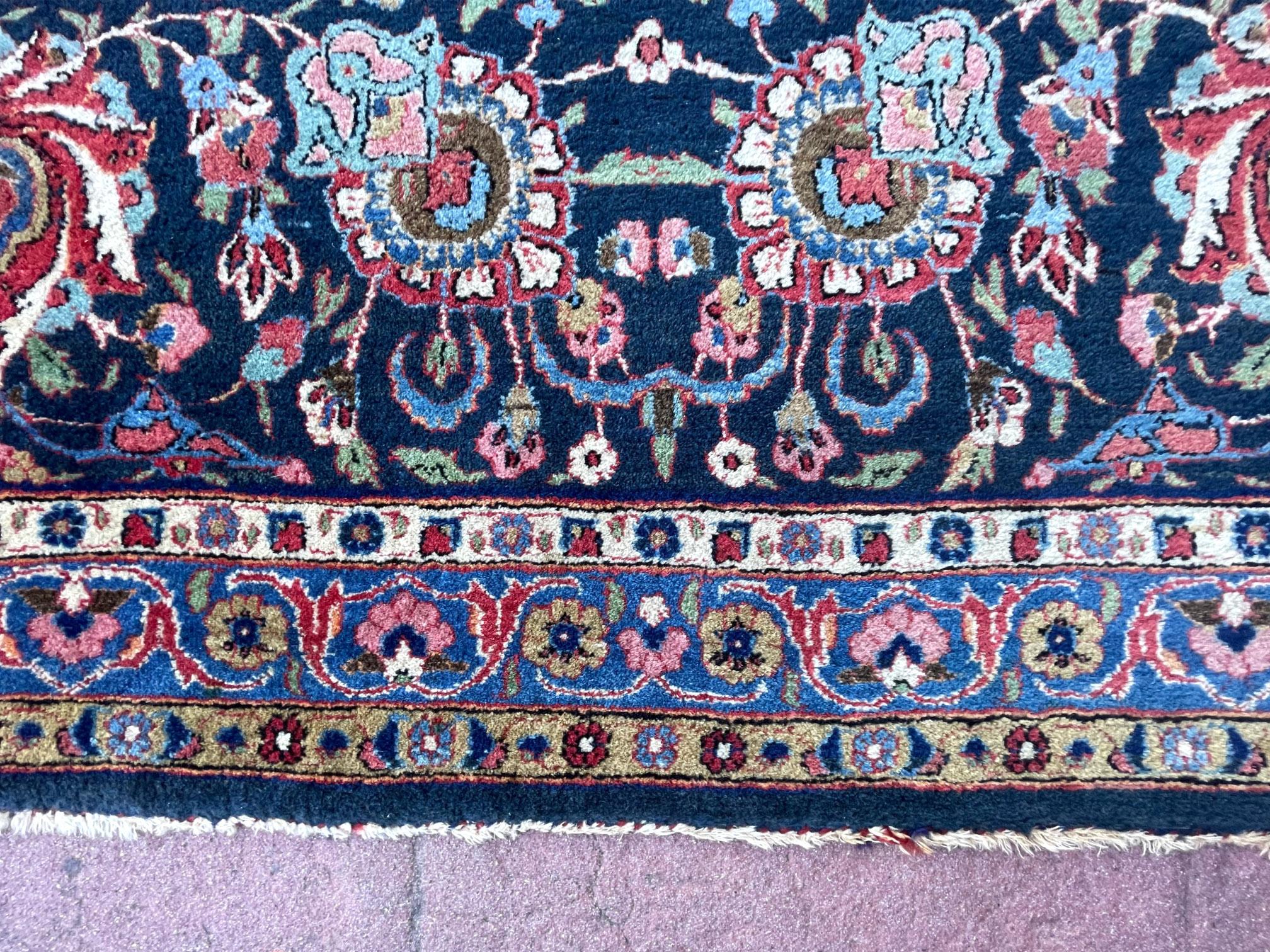 Persian Hand Knotted Medallion Floral Red Kashan Rug, circa 1940 For Sale 8