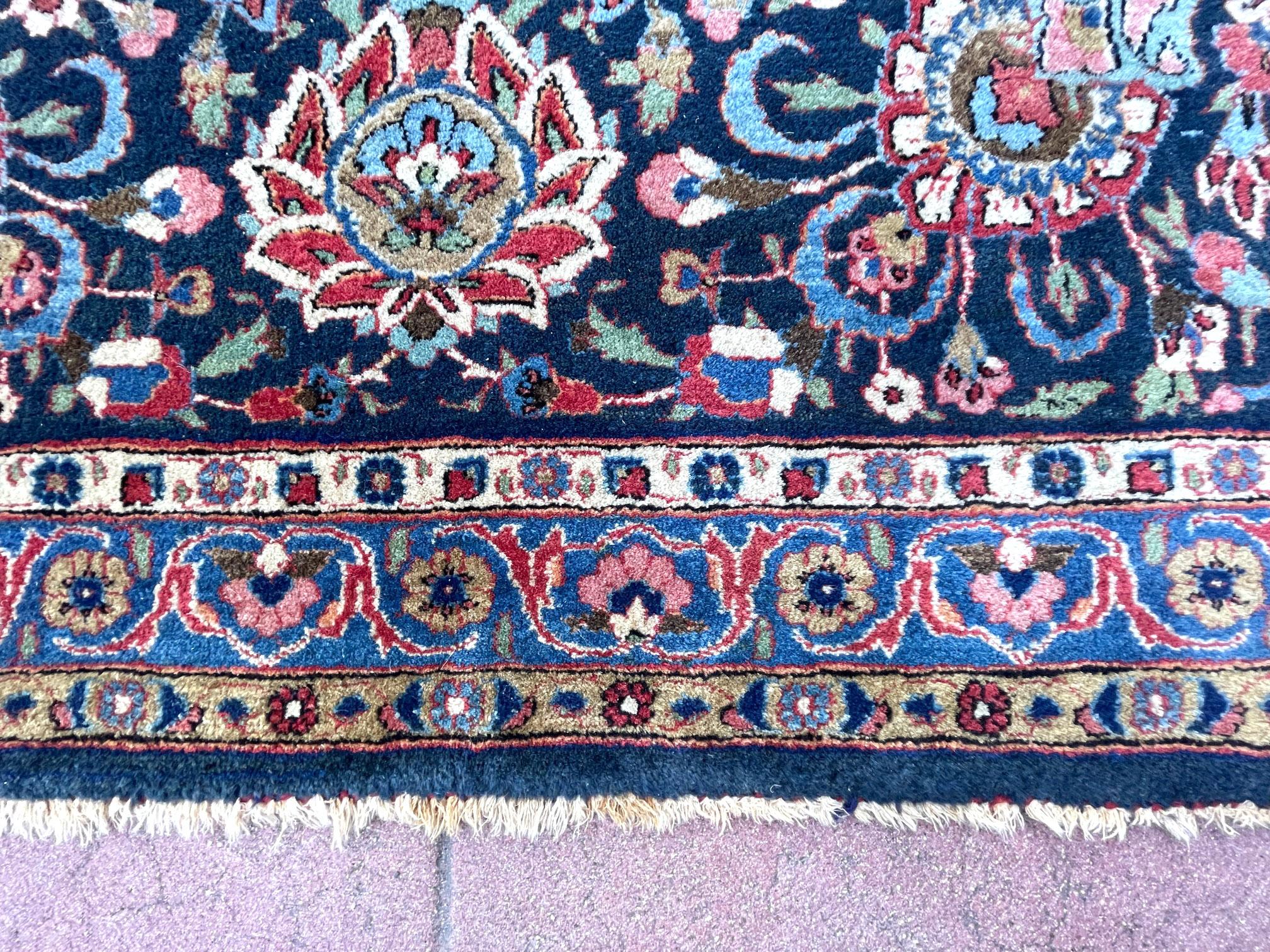Persian Hand Knotted Medallion Floral Red Kashan Rug, circa 1940 For Sale 9