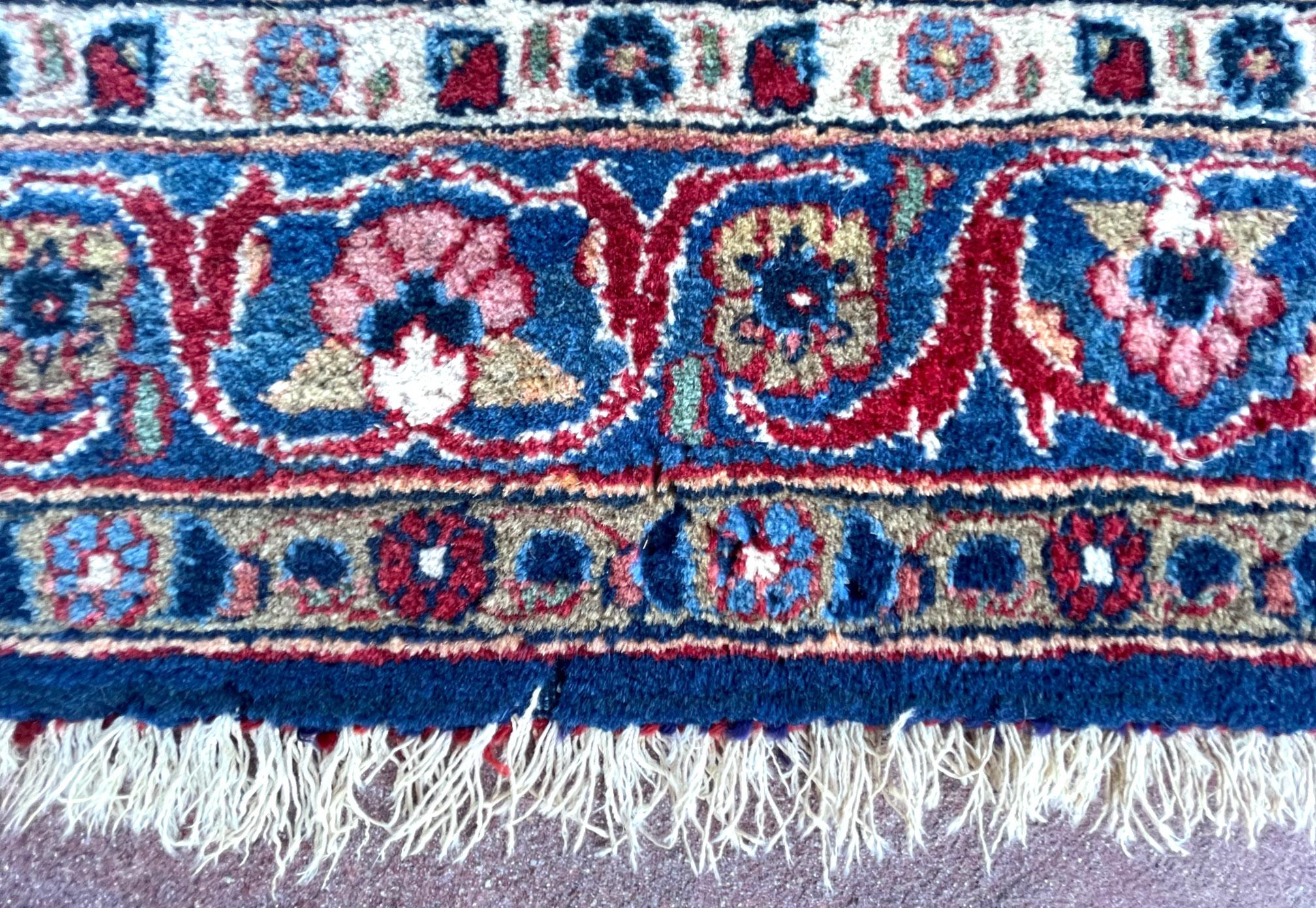 Persian Hand Knotted Medallion Floral Red Kashan Rug, circa 1940 For Sale 14