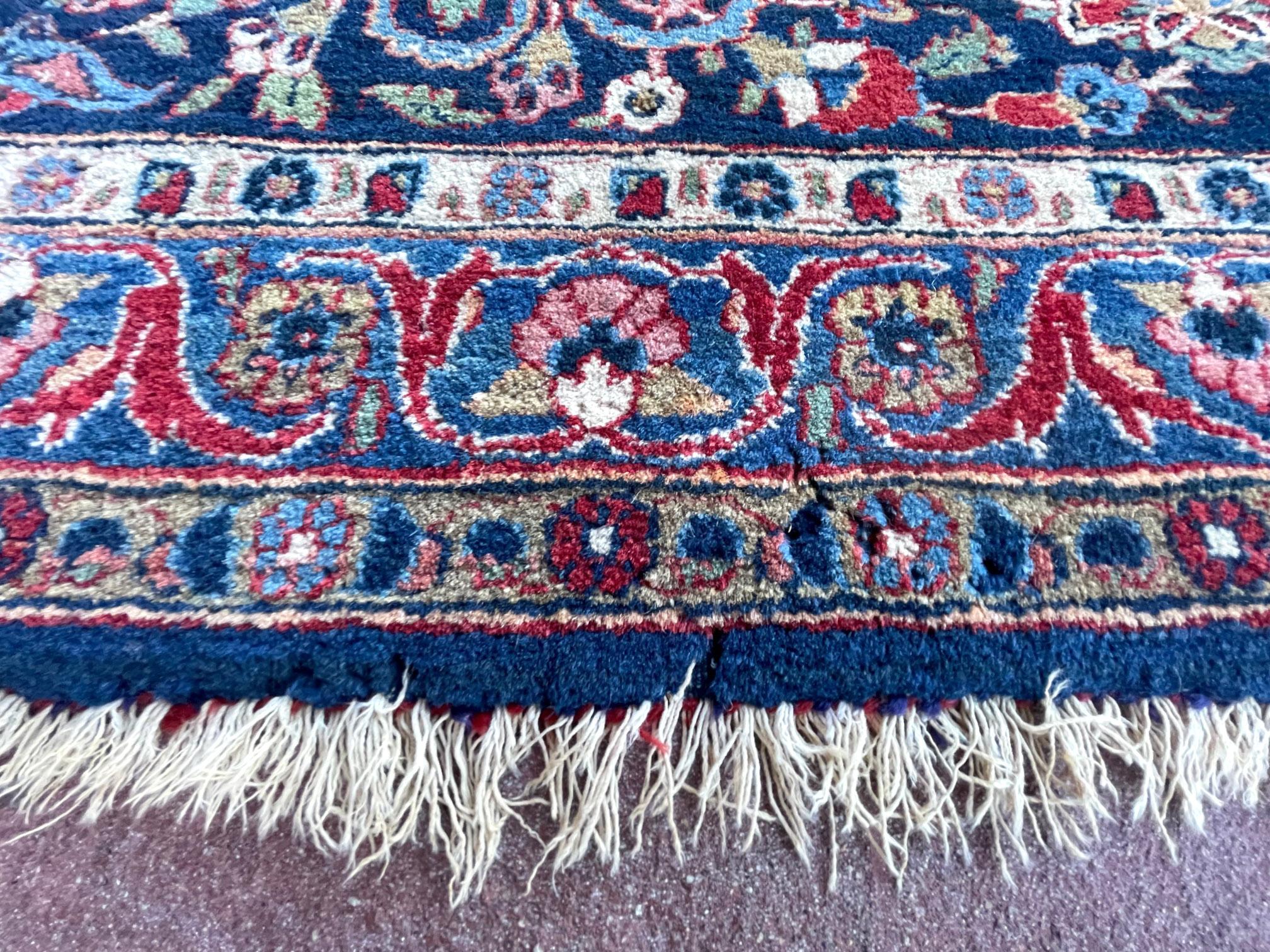 Persian Hand Knotted Medallion Floral Red Kashan Rug, circa 1940 For Sale 3