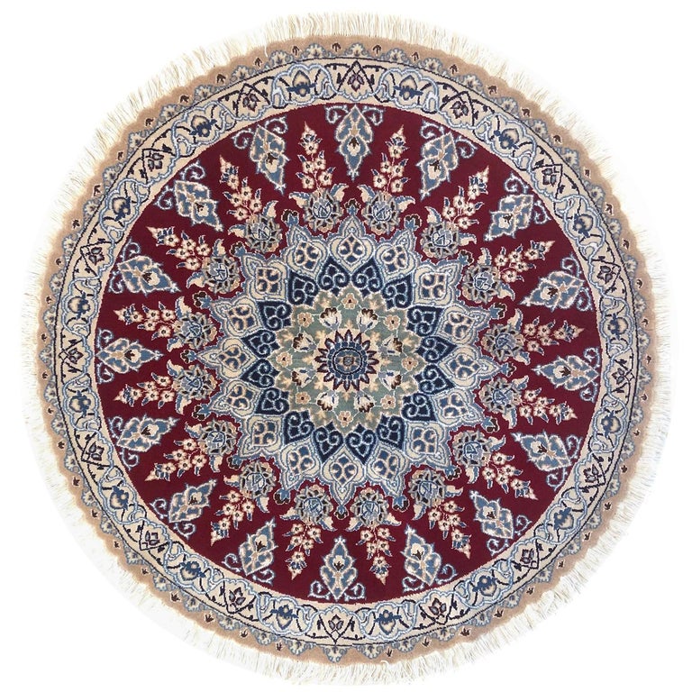Red Nain Rugs Persian Hand Knotted Medallion Floral Red Nain Rug For Sale at 1stDibs ...