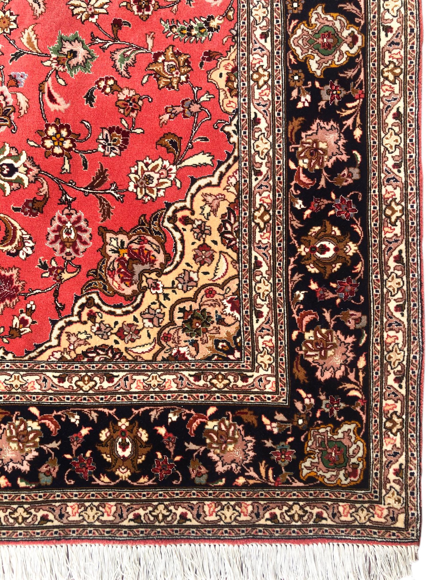 Persian Hand Knotted Medallion Floral Red Tabriz Rug 50 Raj 4