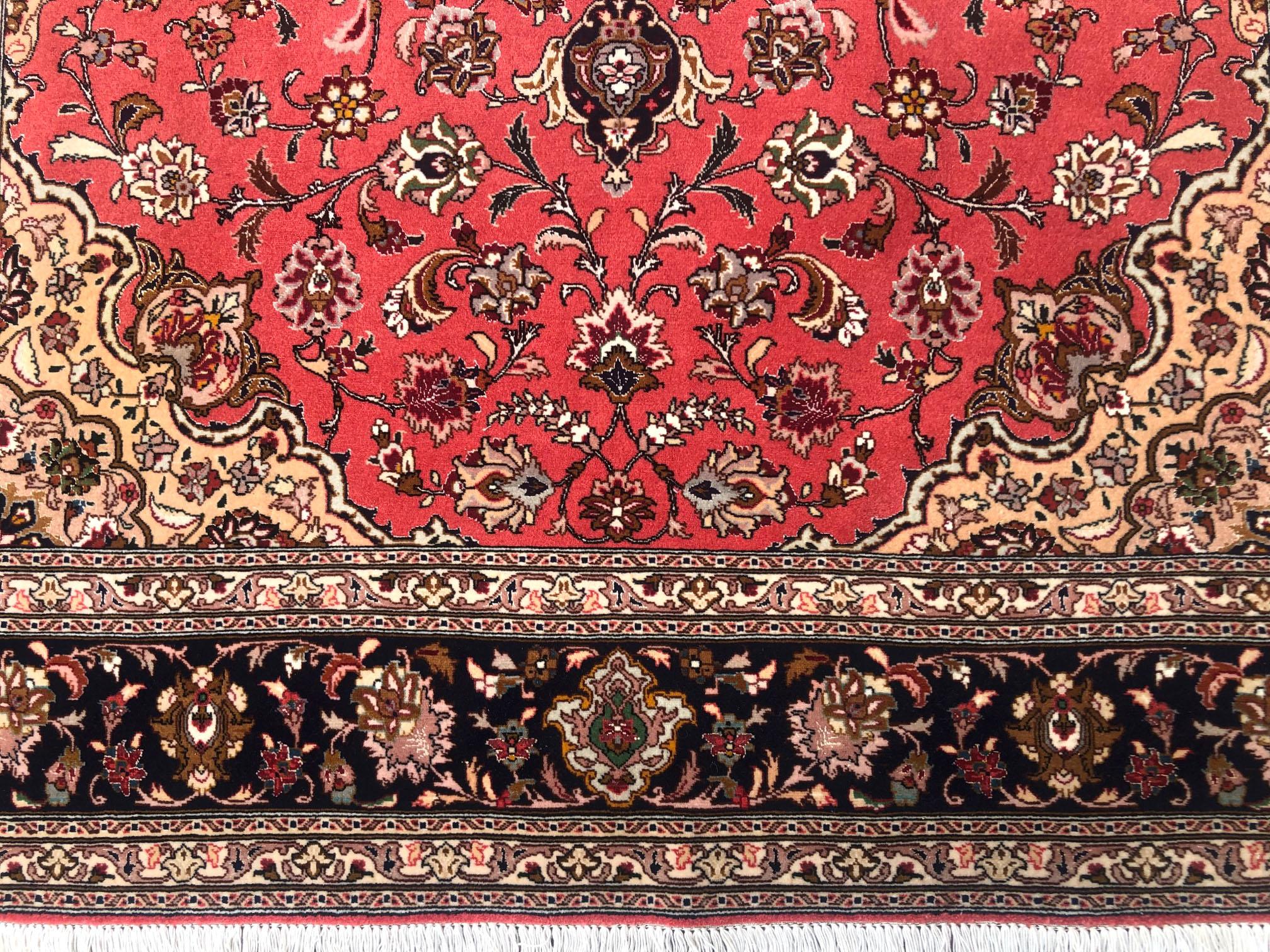 Persian Hand Knotted Medallion Floral Red Tabriz Rug 50 Raj 7