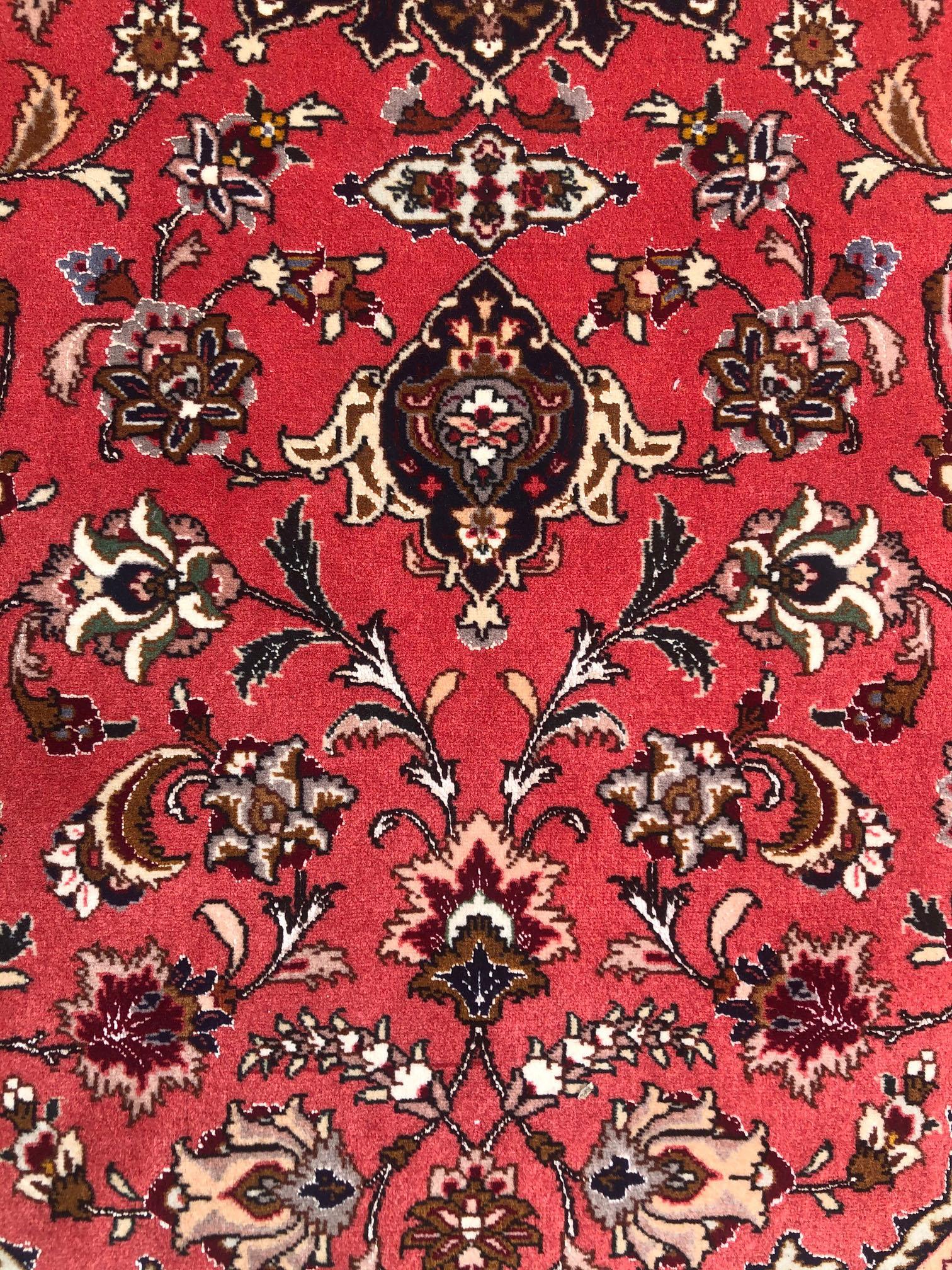 Persian Hand Knotted Medallion Floral Red Tabriz Rug 50 Raj 1