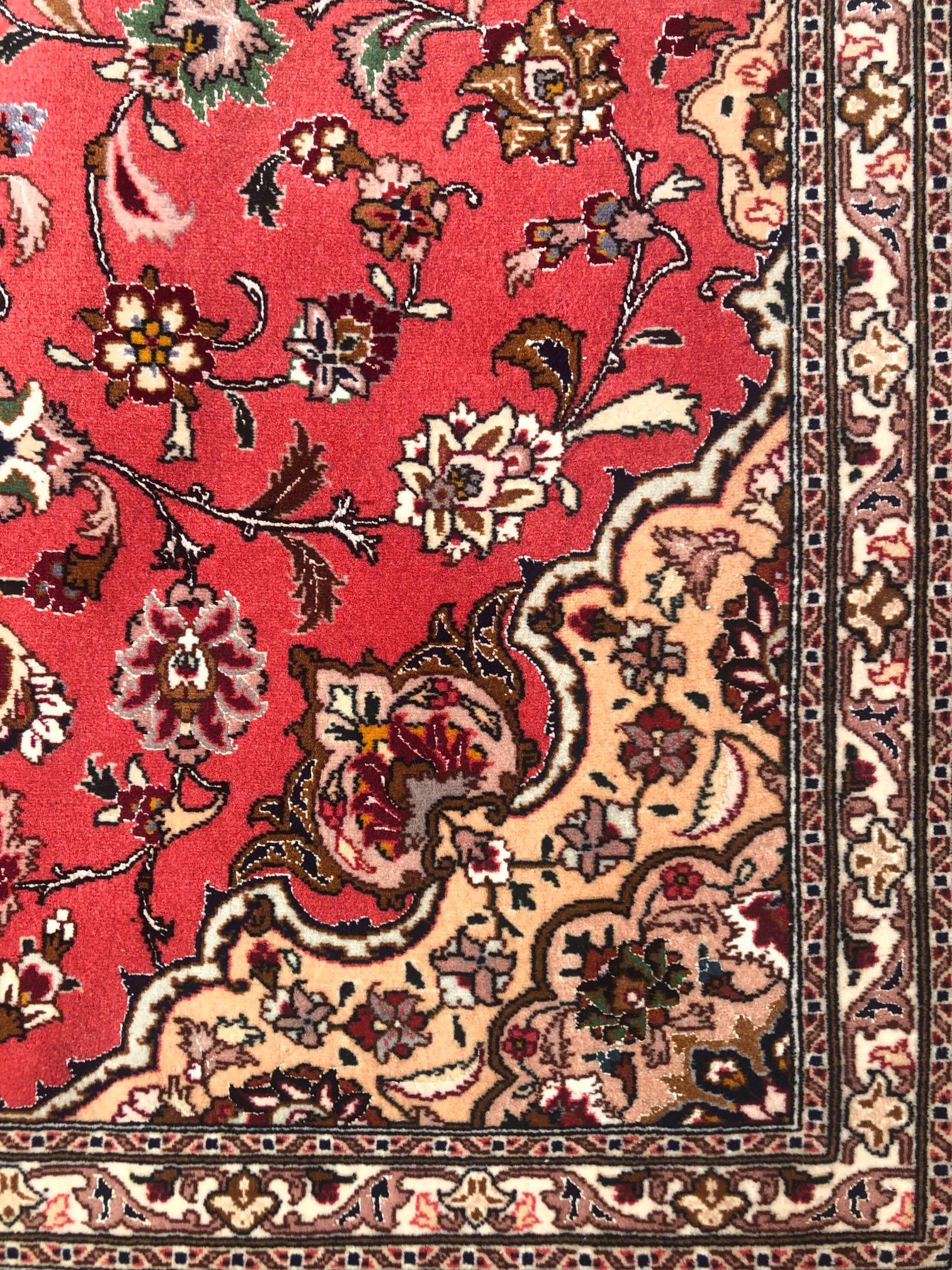 Persian Hand Knotted Medallion Floral Red Tabriz Rug 50 Raj 3