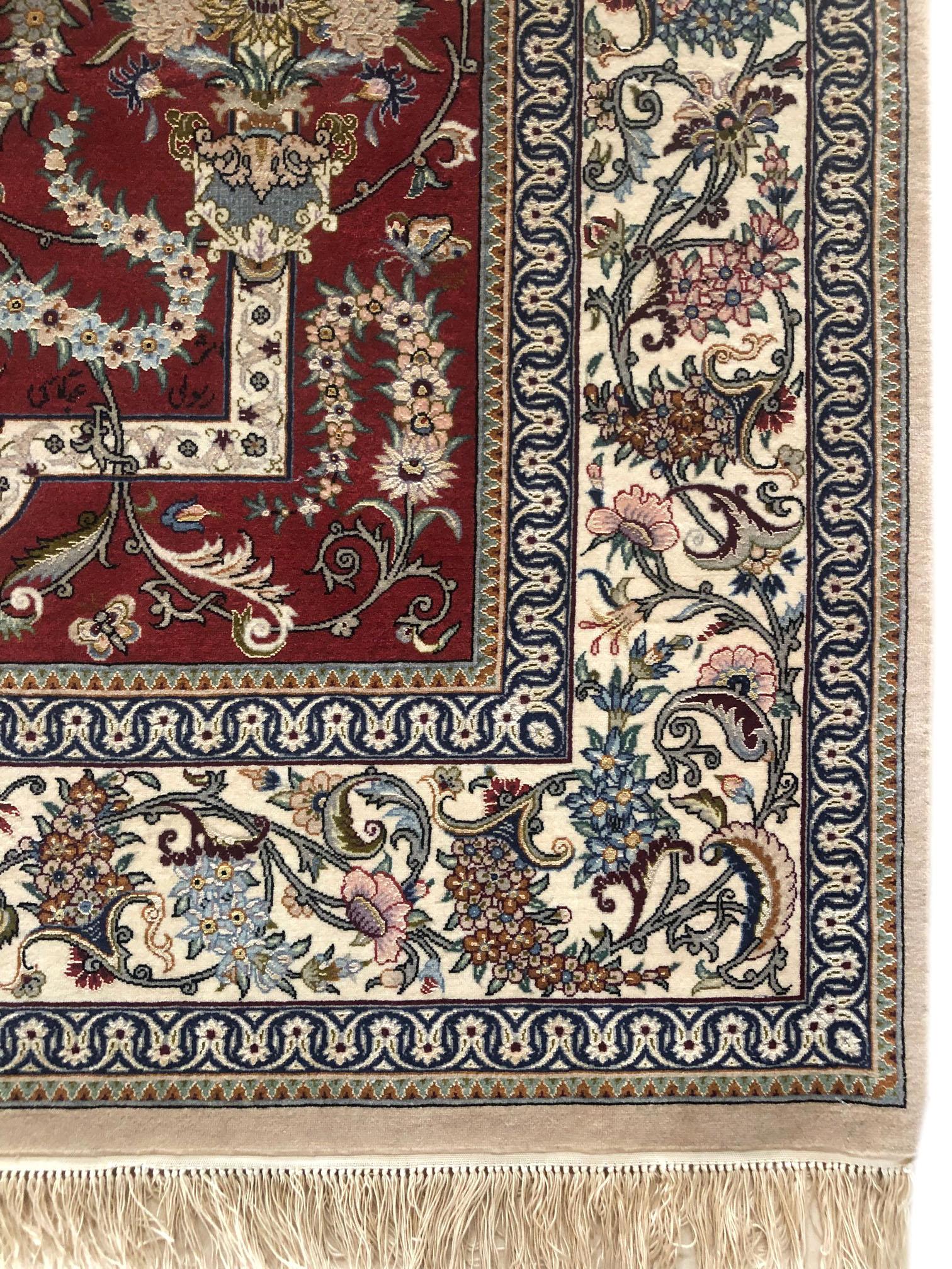 Annodato a mano Tappeto persiano Isfahan in vendita