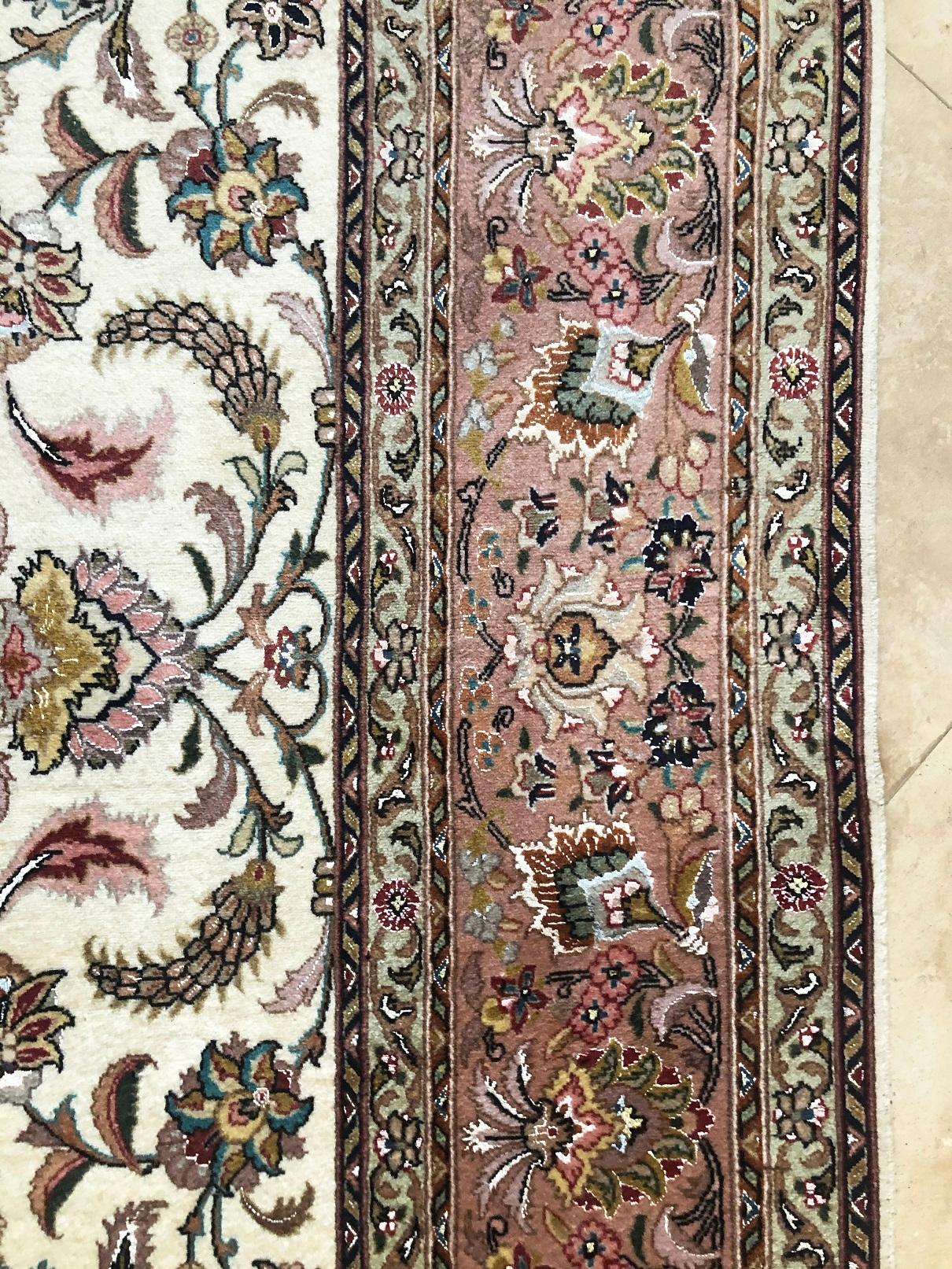 Persian Floral Tabriz Rug For Sale 8