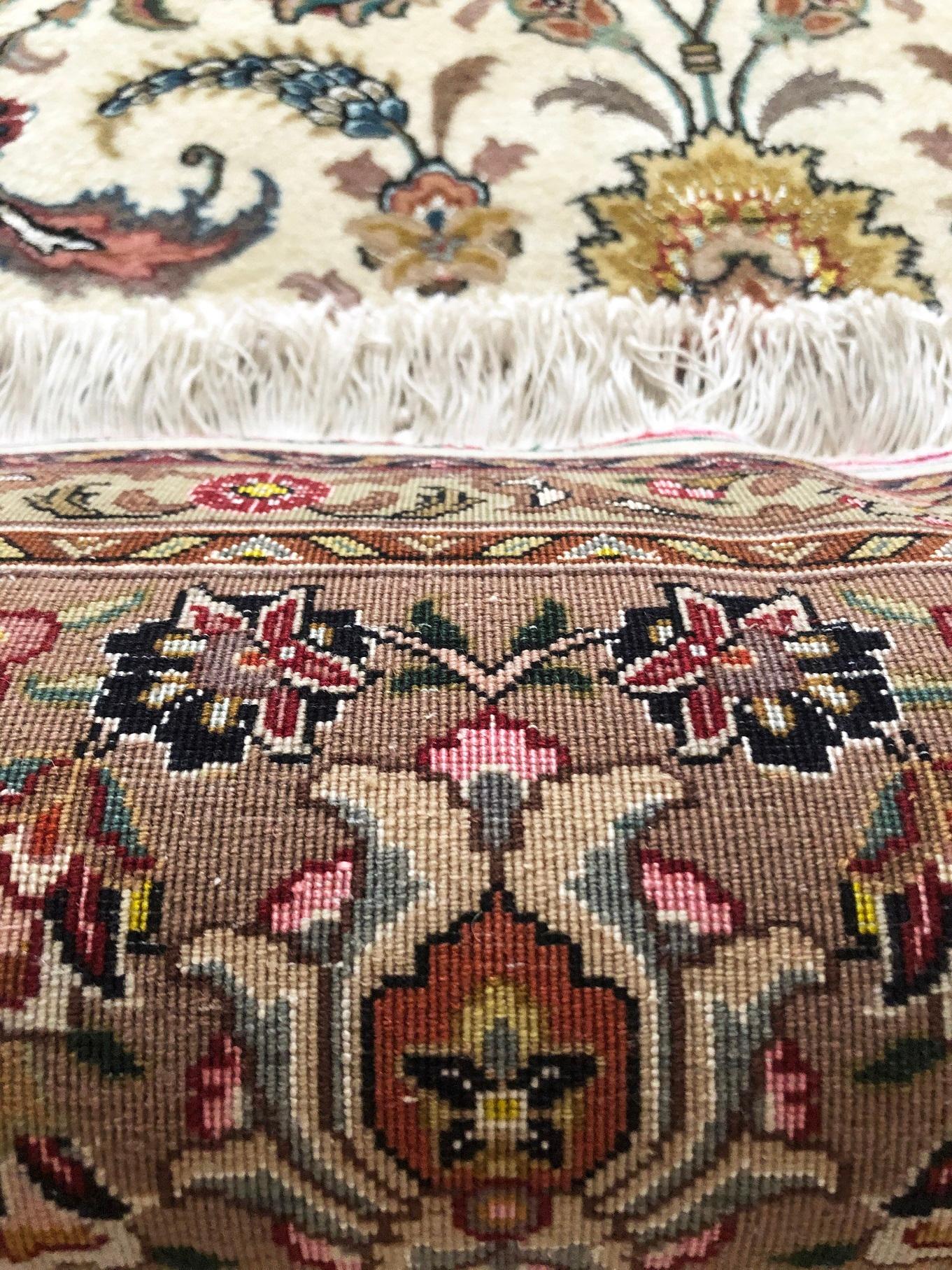 Persian Floral Tabriz Rug For Sale 9