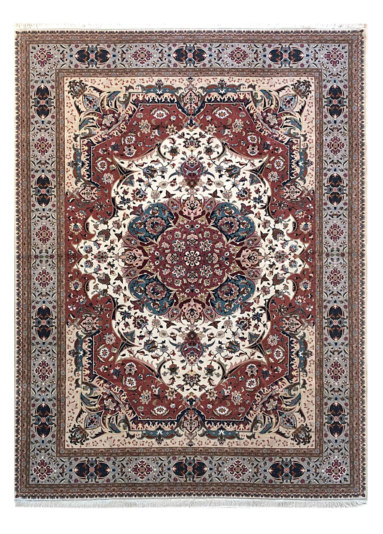 Persian Hand Knotted Medallion Floral Tabriz Rug For Sale 10