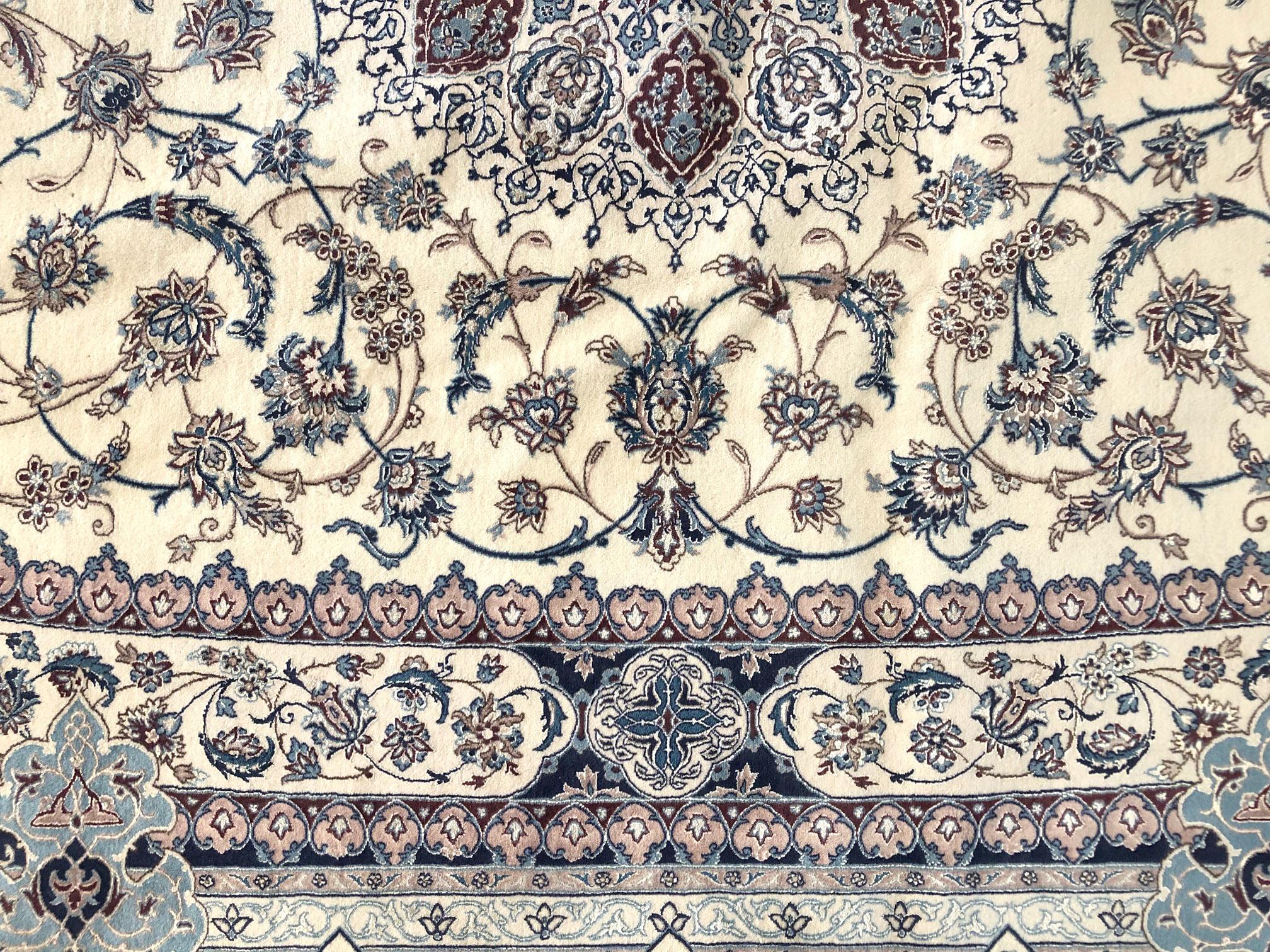 Persian Blue Nain Rug For Sale 5