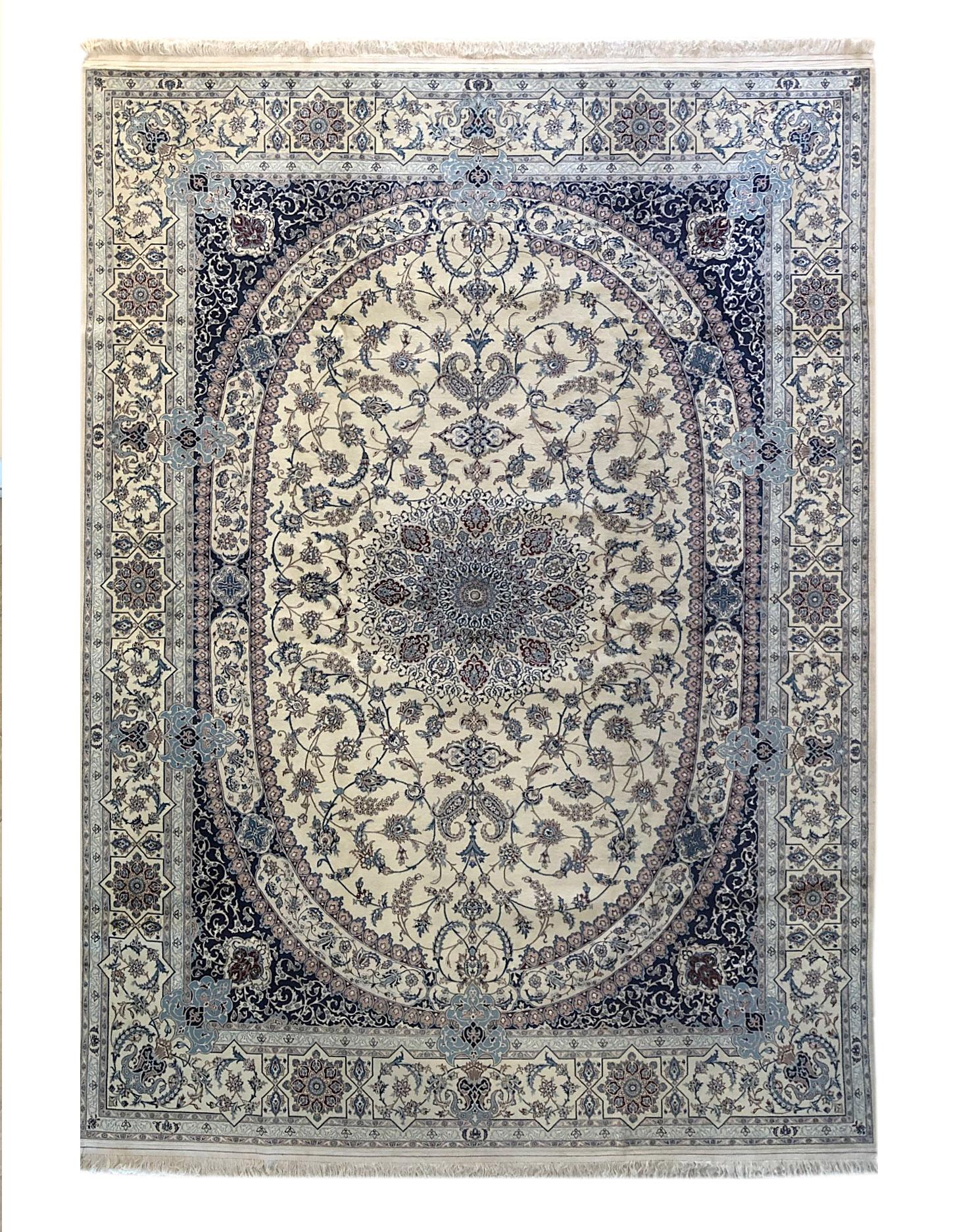 Persian Blue Nain Rug For Sale 7