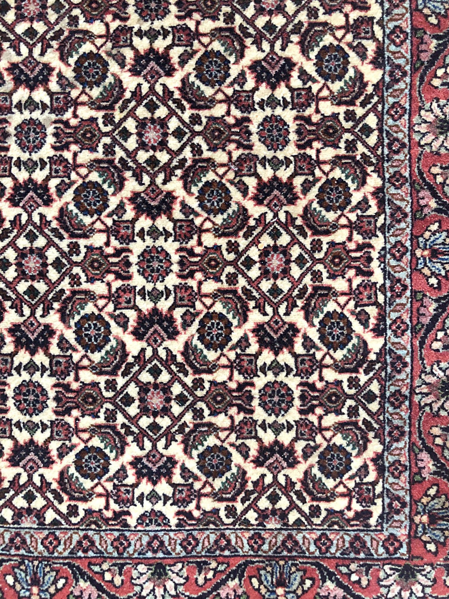 Cotton Persian Hand Knotted Red All-Over Bijar Bidjar Rug For Sale