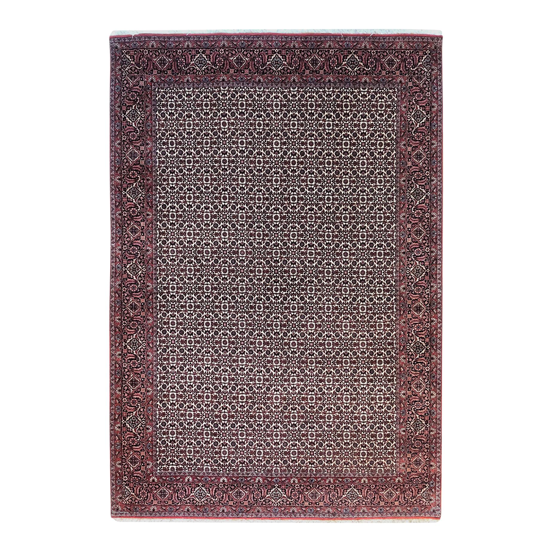 Persian Hand Knotted Red All-Over Bijar Bidjar Rug