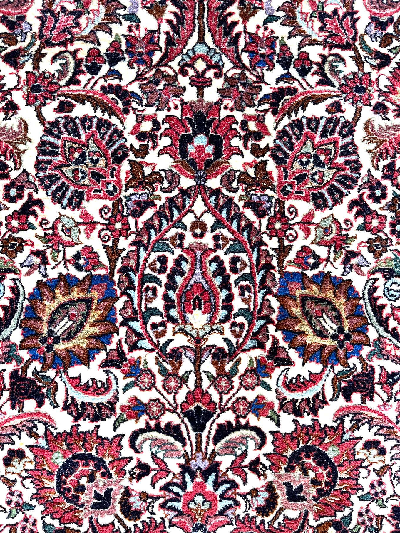 Persian Hand Knotted Red All over Design Semi Floral Red Bijar Bidjar Runner Rug In New Condition For Sale In San Diego, CA