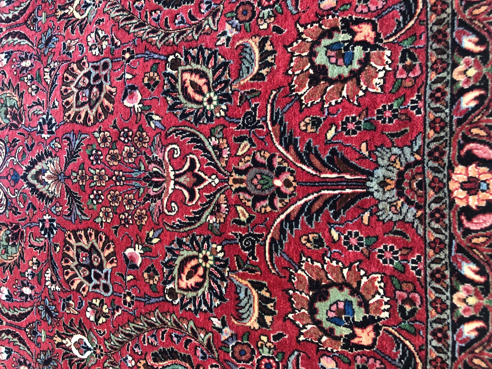 Persian Hand Knotted Red All-Over Floral Bijar 'Bidjar' Rug In New Condition In San Diego, CA