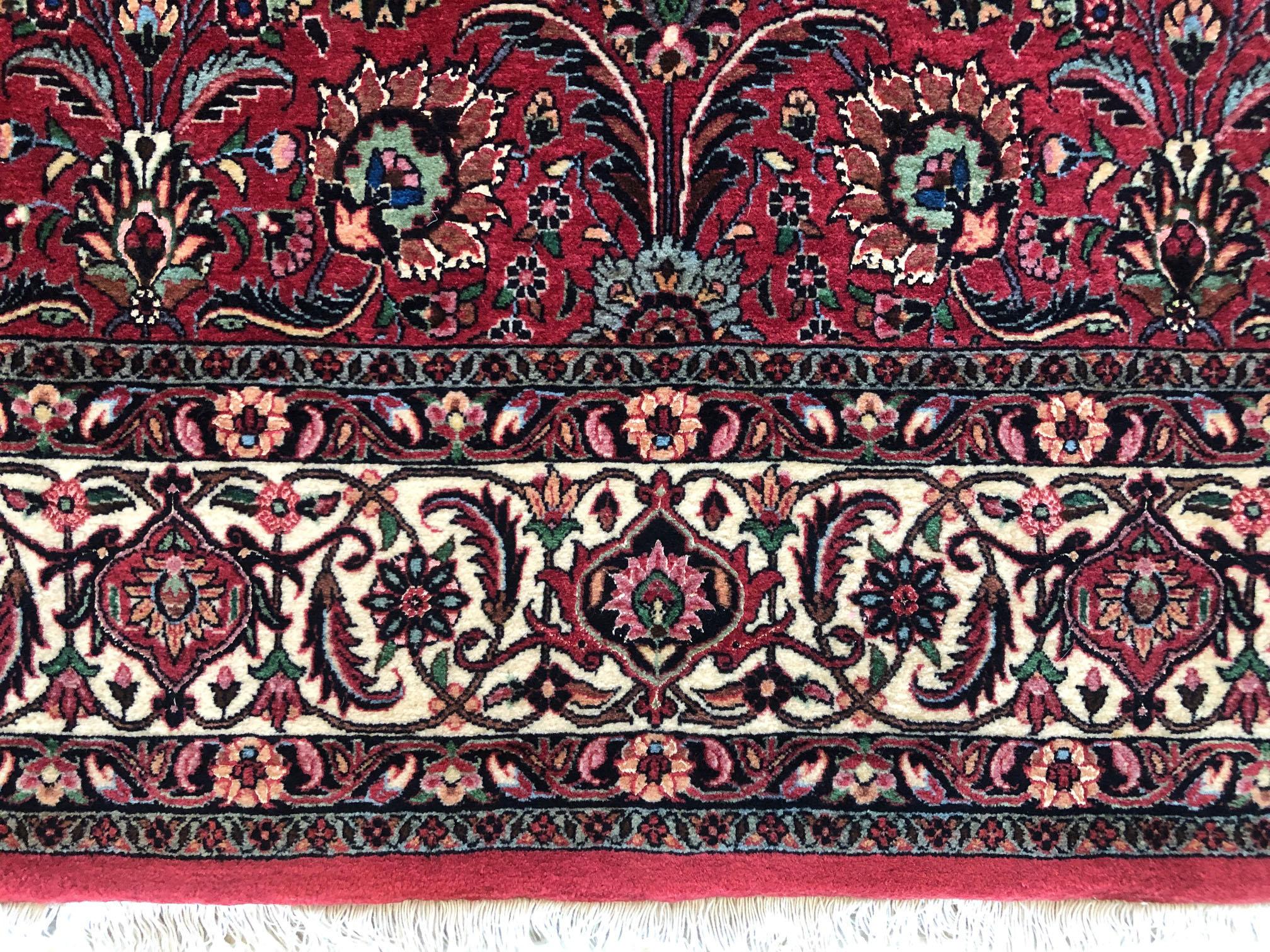 Contemporary Persian Hand Knotted Red All-Over Floral Bijar 'Bidjar' Rug