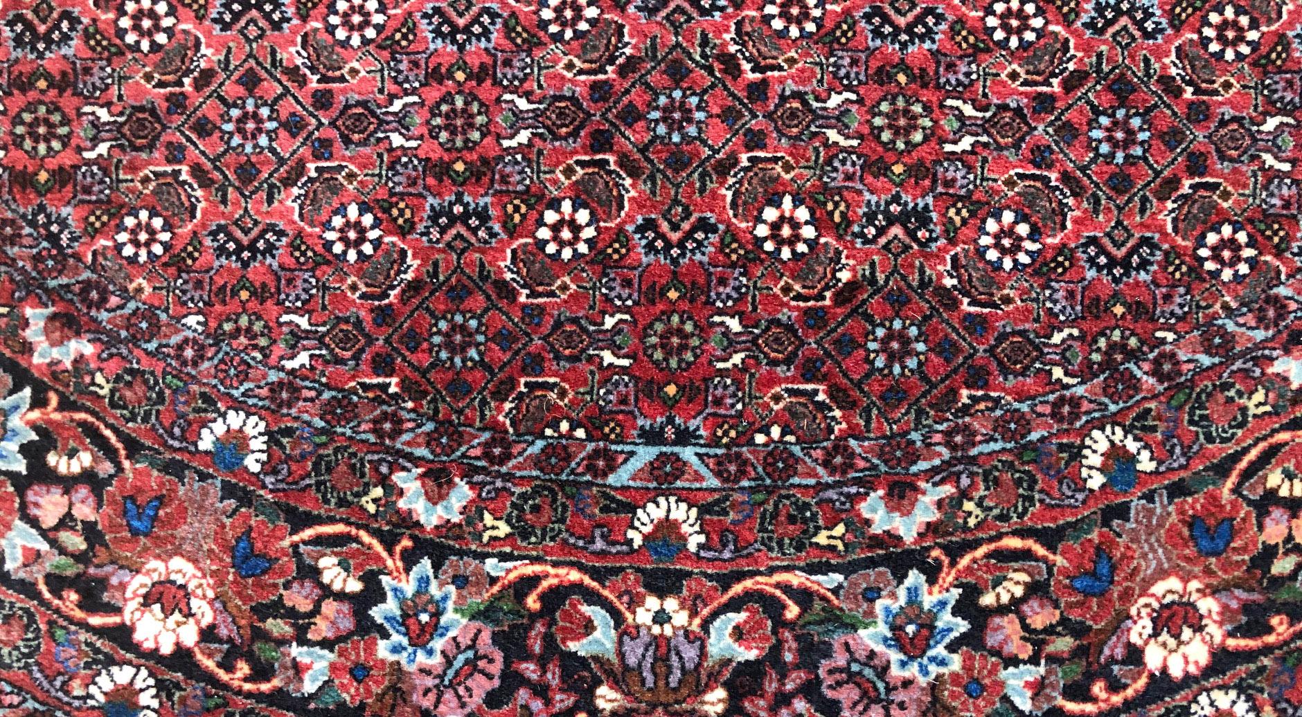 Contemporary Persian Hand Knotted Red All-Over Herati Bijar 'Bidjar' Round Rug For Sale