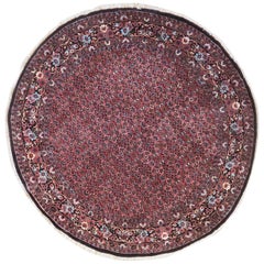 Tapis rond persan Herati Bijar 'Bidjar', rouge, noué à la main, avec toutes sortes de motifs