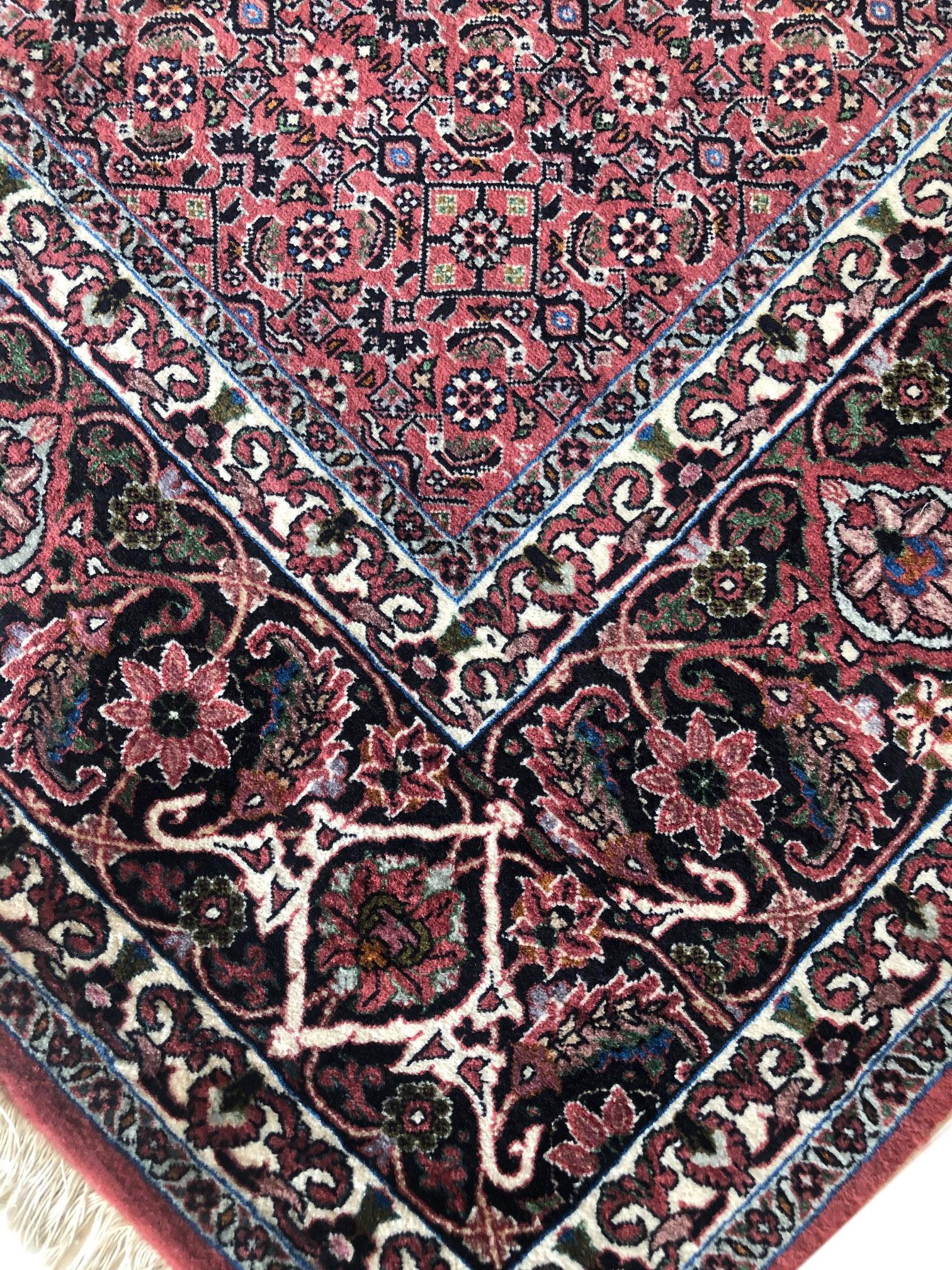 Persian Hand Knotted Red All-Over Herati Design Bijar Bidjar Rug For Sale 4