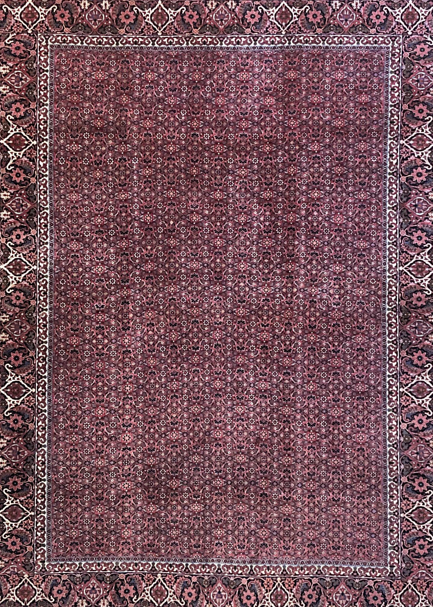 Hand-Knotted Persian Hand Knotted Red All-Over Herati Design Bijar Bidjar Rug For Sale