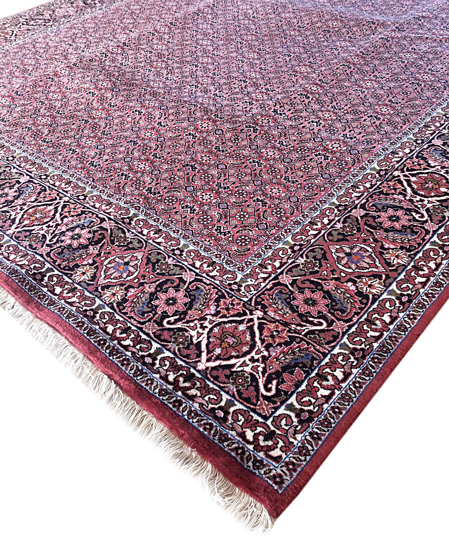 Persian Hand Knotted Red All-Over Herati Design Bijar Bidjar Rug For Sale 3