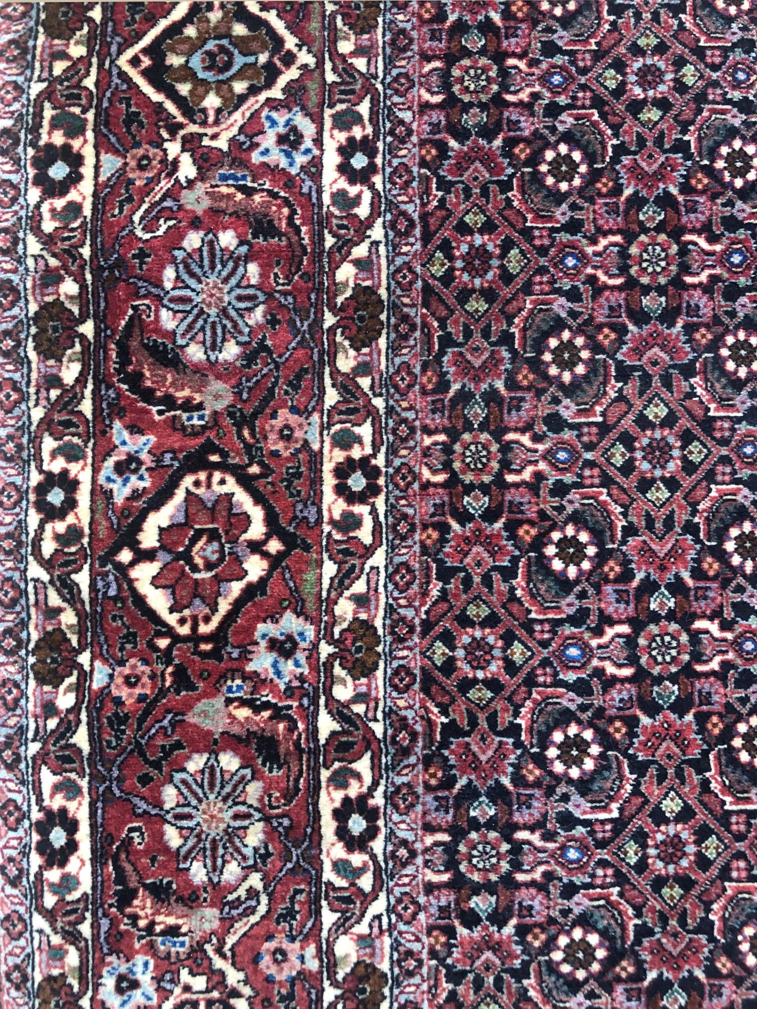 Persian Hand Knotted Red All-Over Herati Fish Design Bijar Bidjar Rug For Sale 4