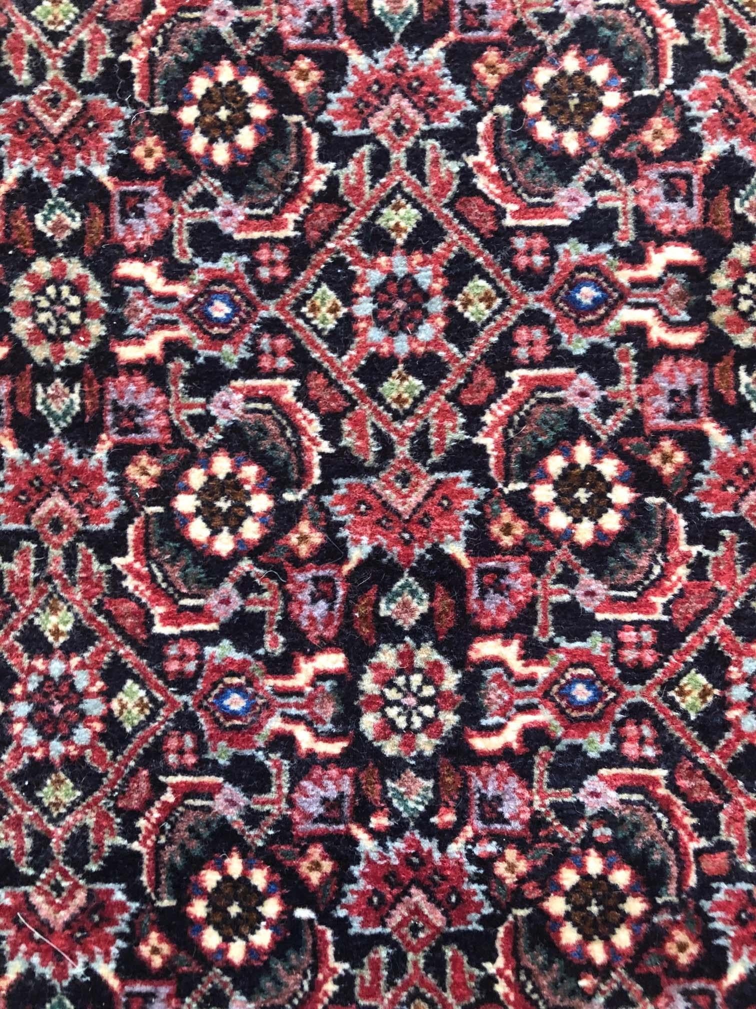 Hand-Knotted Persian Hand Knotted Red All-Over Herati Fish Design Bijar Bidjar Rug For Sale