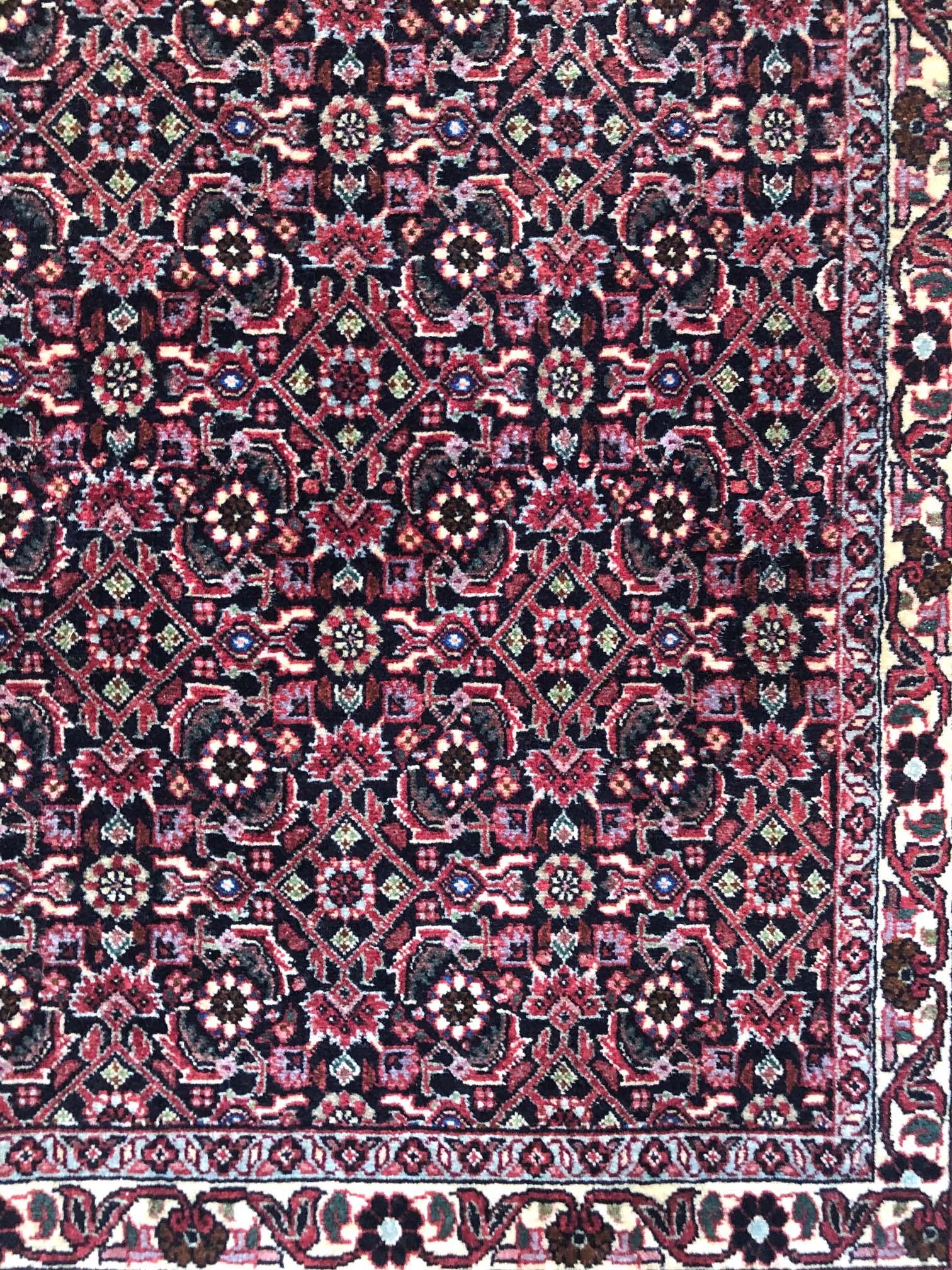 Noué à la main Tapis persan Herati Fish Design Bijar Bidjar en vente