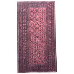 Vintage Persian Hand Knotted Red Black All over Baluchi Rug, circa 1960
